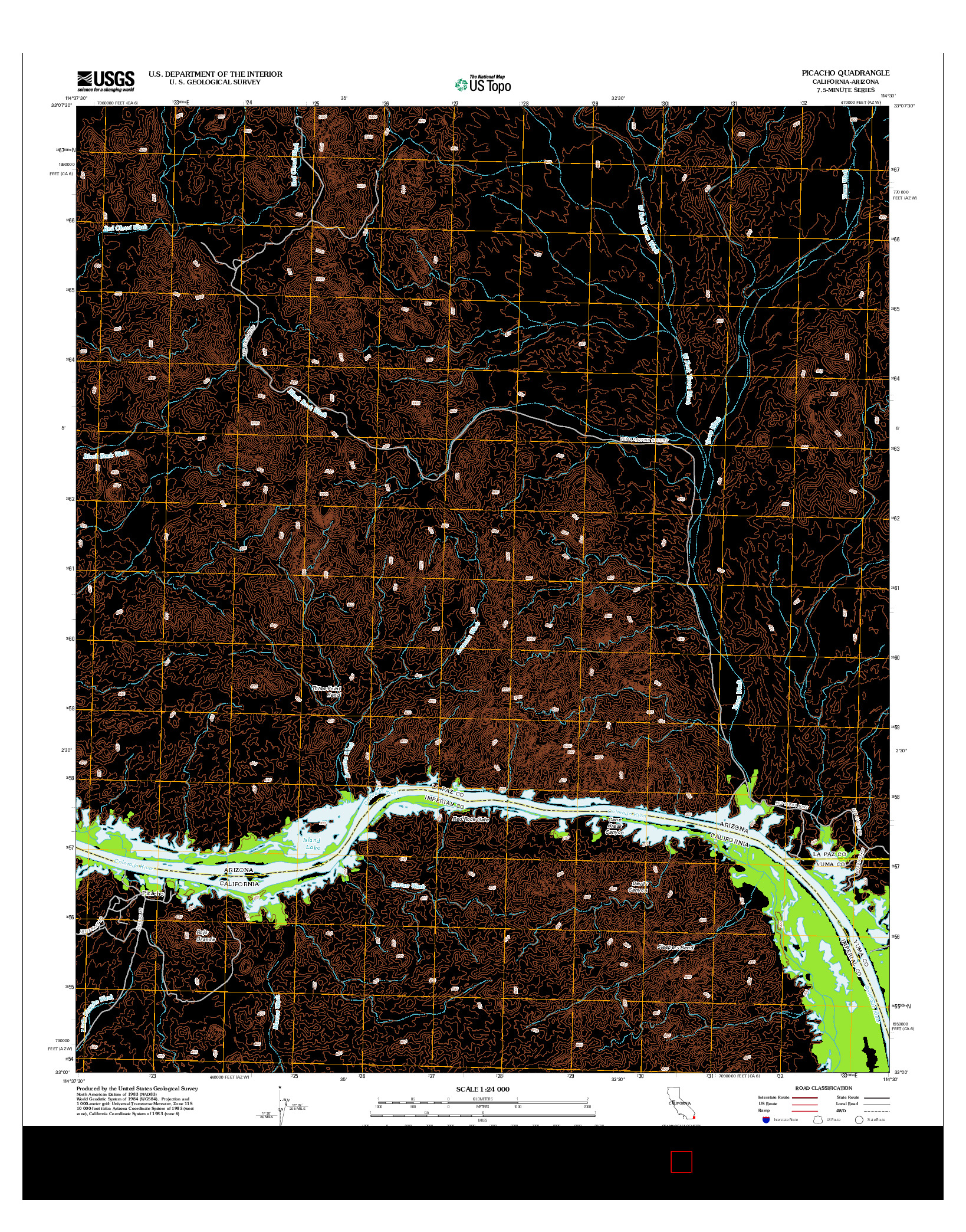 USGS US TOPO 7.5-MINUTE MAP FOR PICACHO, CA-AZ 2012