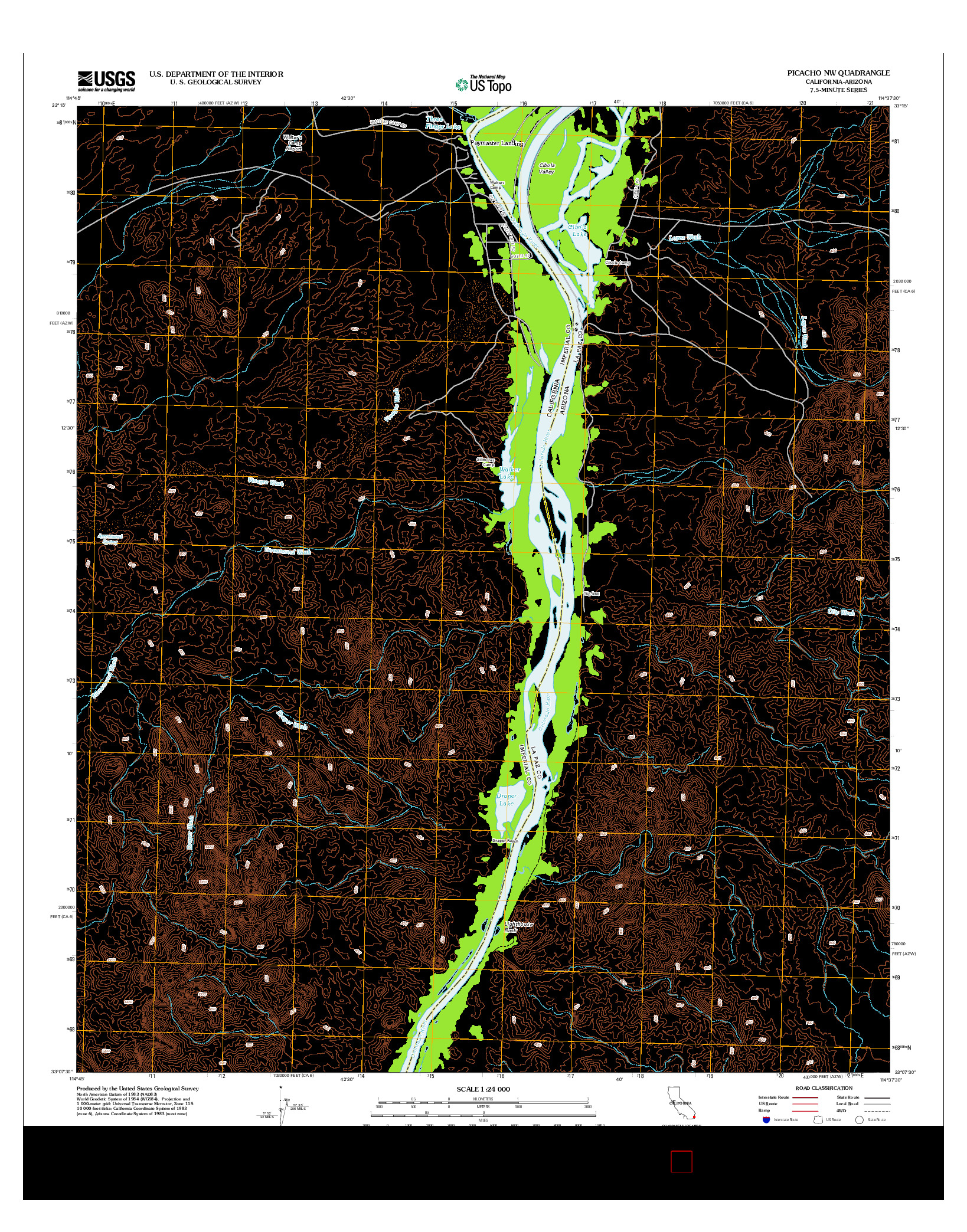 USGS US TOPO 7.5-MINUTE MAP FOR PICACHO NW, CA-AZ 2012