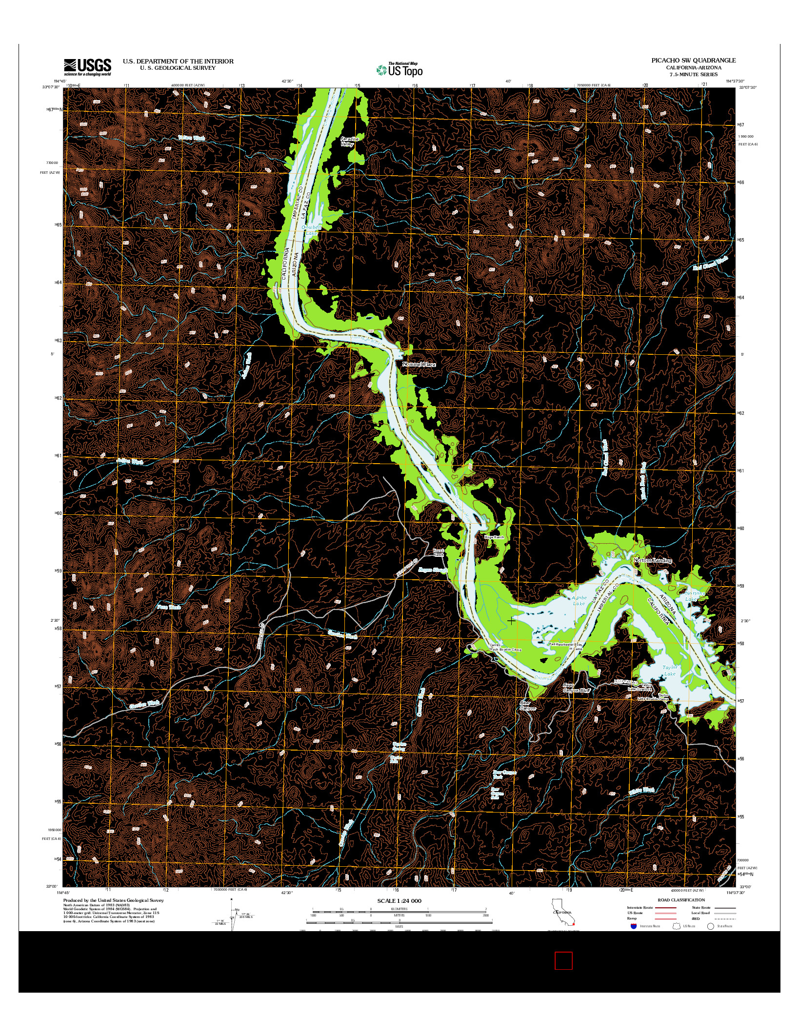 USGS US TOPO 7.5-MINUTE MAP FOR PICACHO SW, CA-AZ 2012