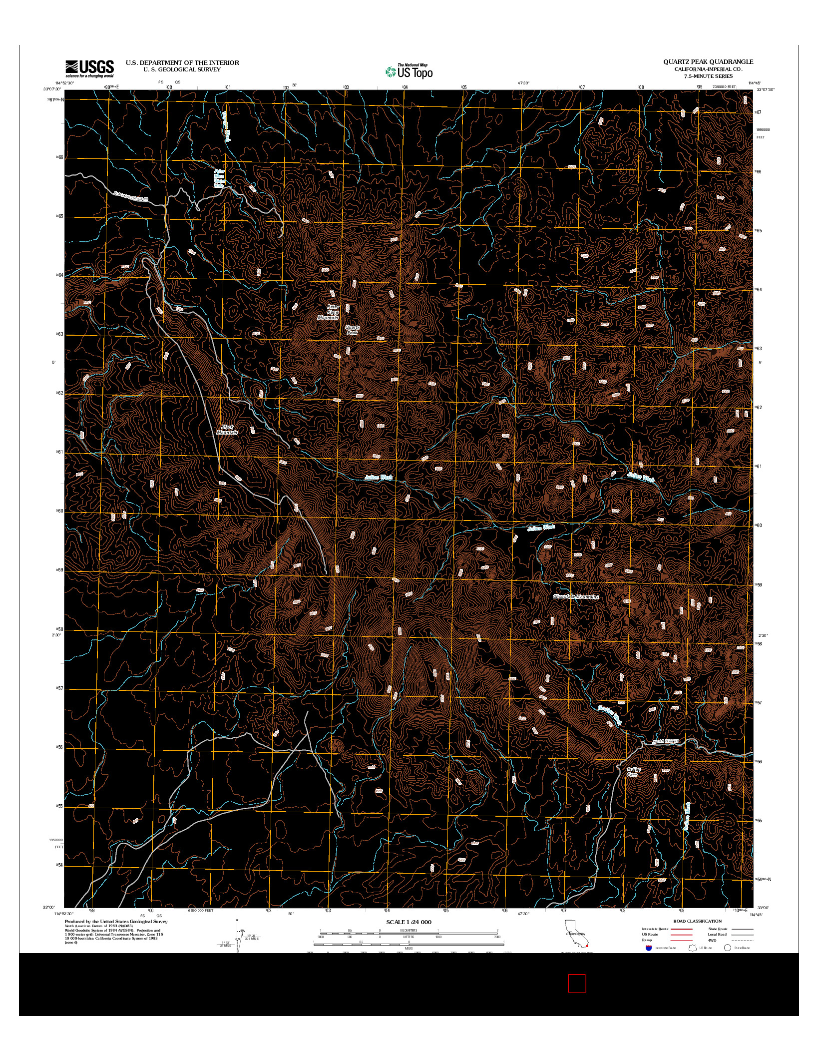 USGS US TOPO 7.5-MINUTE MAP FOR QUARTZ PEAK, CA 2012