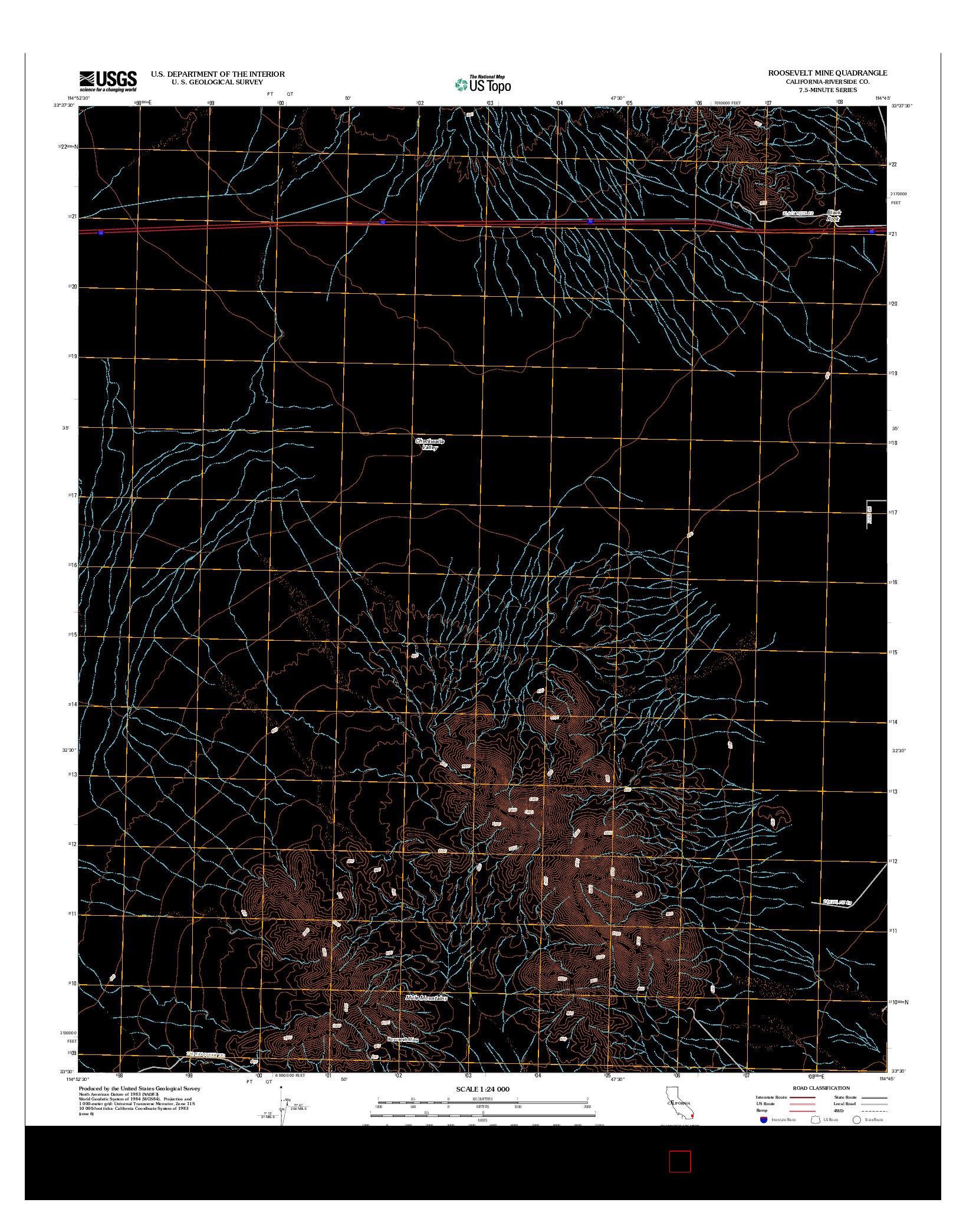 USGS US TOPO 7.5-MINUTE MAP FOR ROOSEVELT MINE, CA 2012