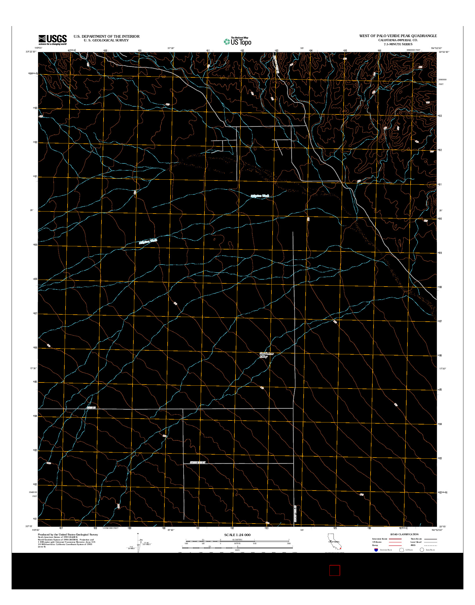 USGS US TOPO 7.5-MINUTE MAP FOR WEST OF PALO VERDE PEAK, CA 2012