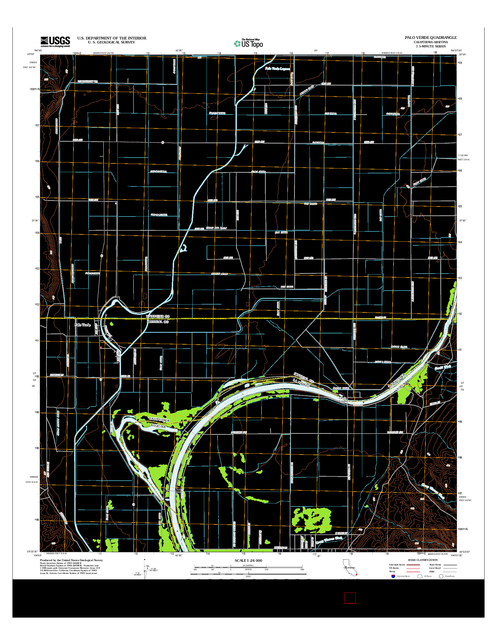 USGS US TOPO 7.5-MINUTE MAP FOR PALO VERDE, CA-AZ 2012
