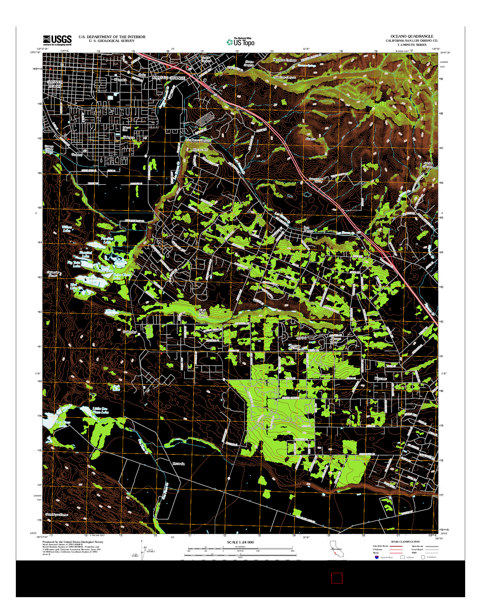 USGS US TOPO 7.5-MINUTE MAP FOR OCEANO, CA 2012