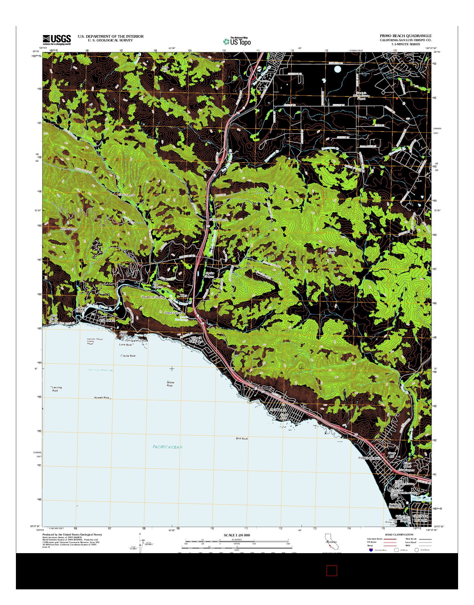 USGS US TOPO 7.5-MINUTE MAP FOR PISMO BEACH, CA 2012