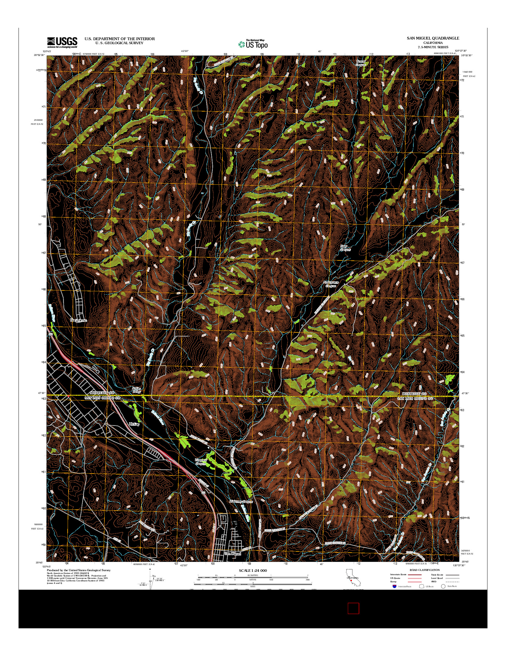 USGS US TOPO 7.5-MINUTE MAP FOR SAN MIGUEL, CA 2012