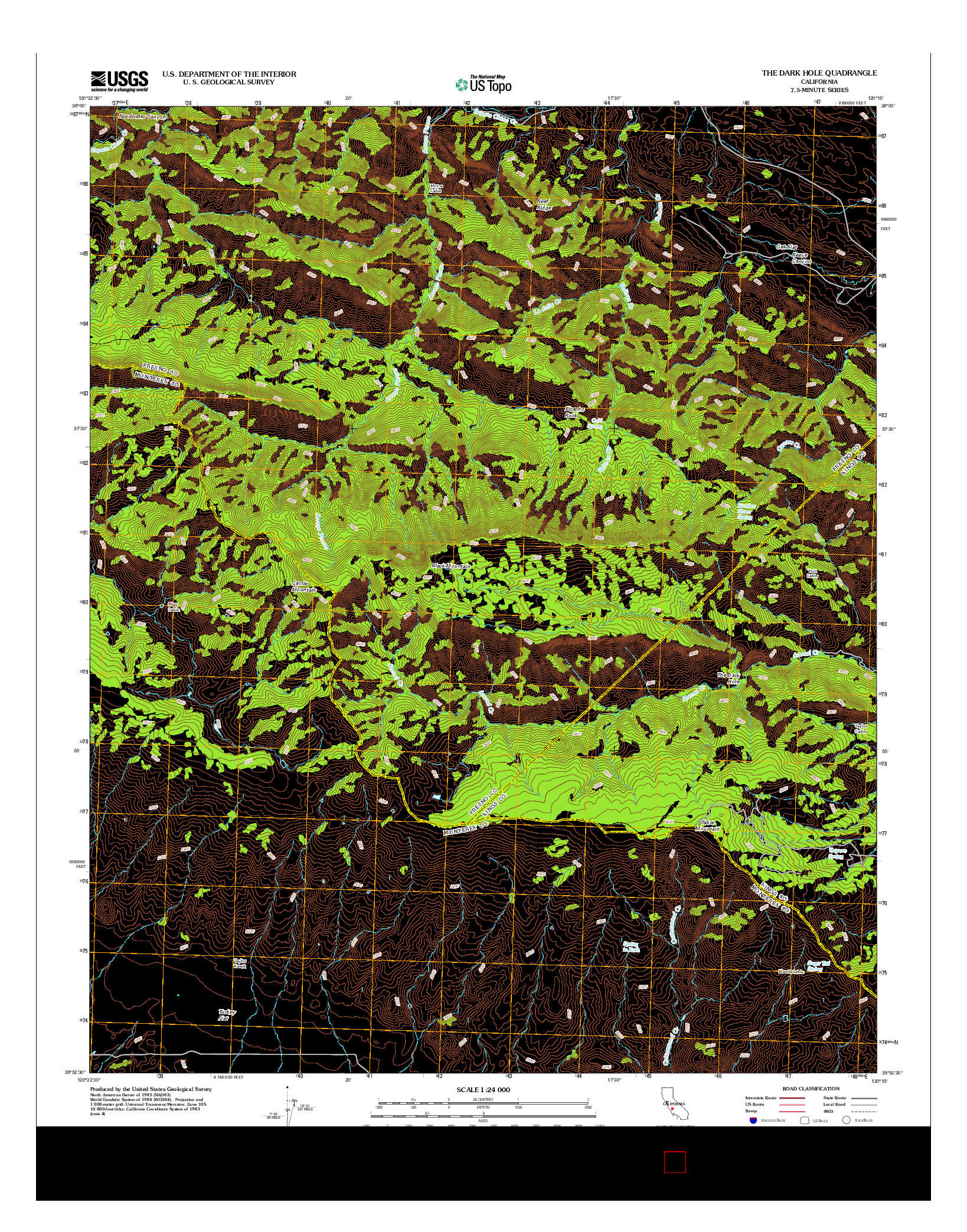 USGS US TOPO 7.5-MINUTE MAP FOR THE DARK HOLE, CA 2012