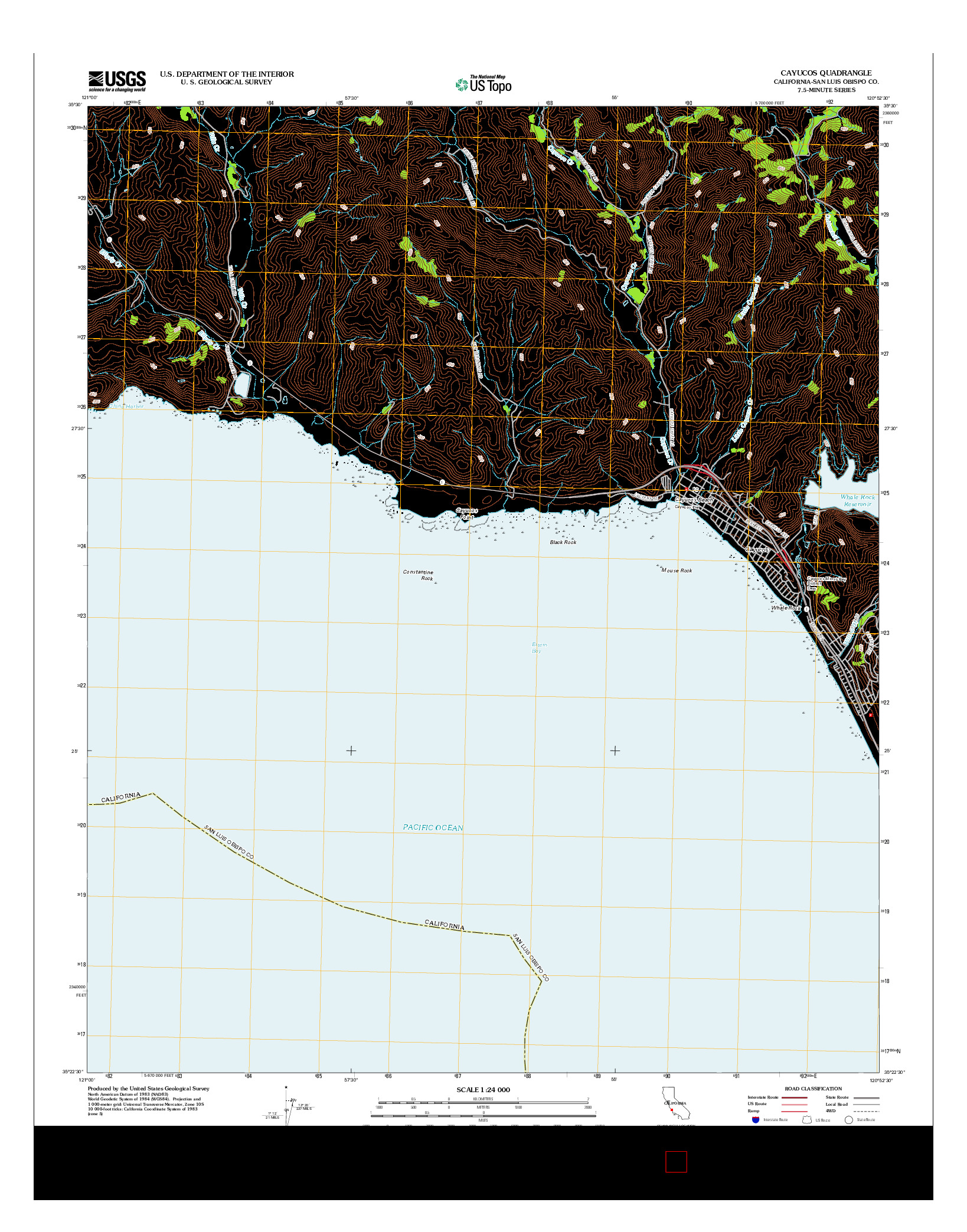 USGS US TOPO 7.5-MINUTE MAP FOR CAYUCOS, CA 2012