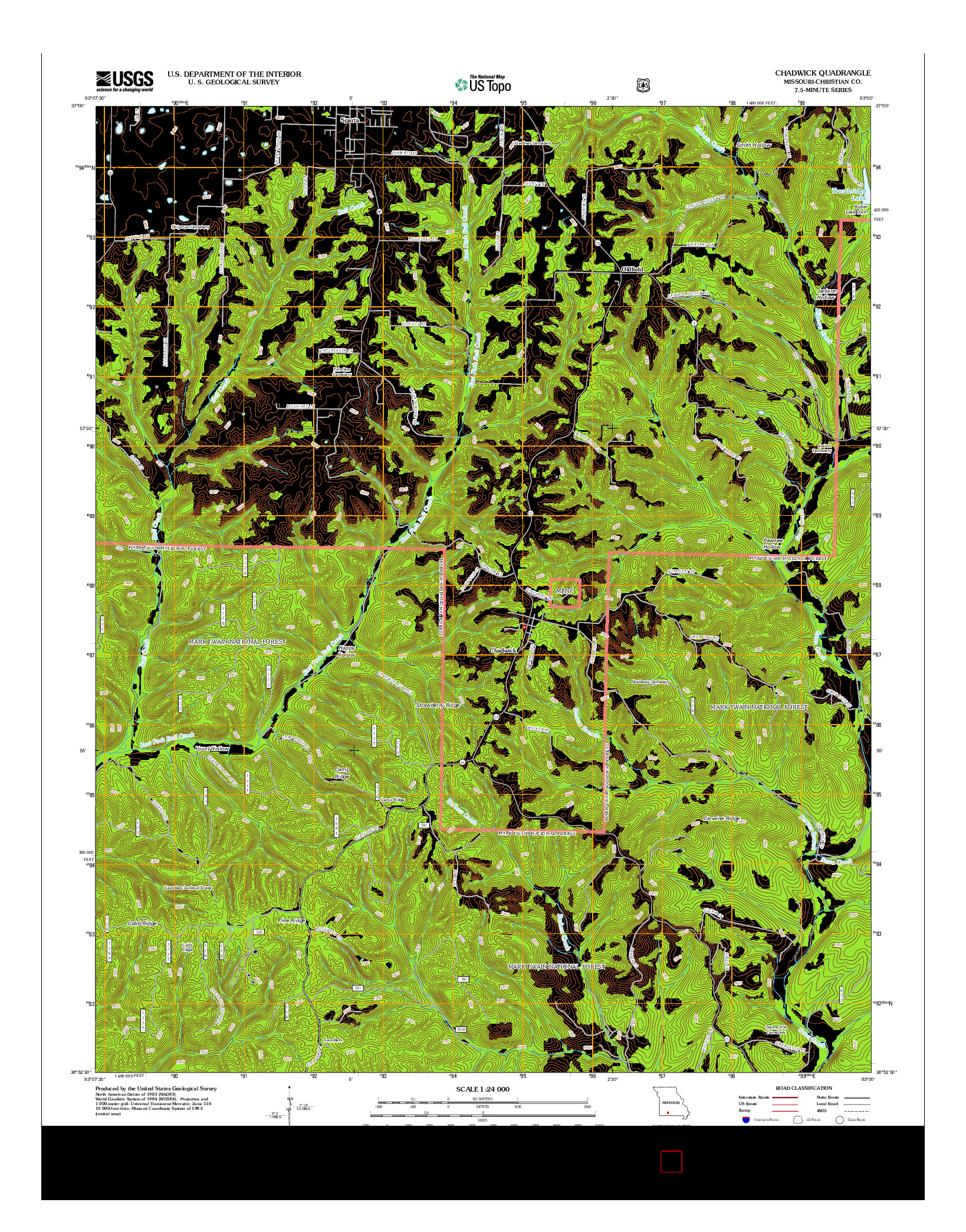 USGS US TOPO 7.5-MINUTE MAP FOR CHADWICK, MO 2012