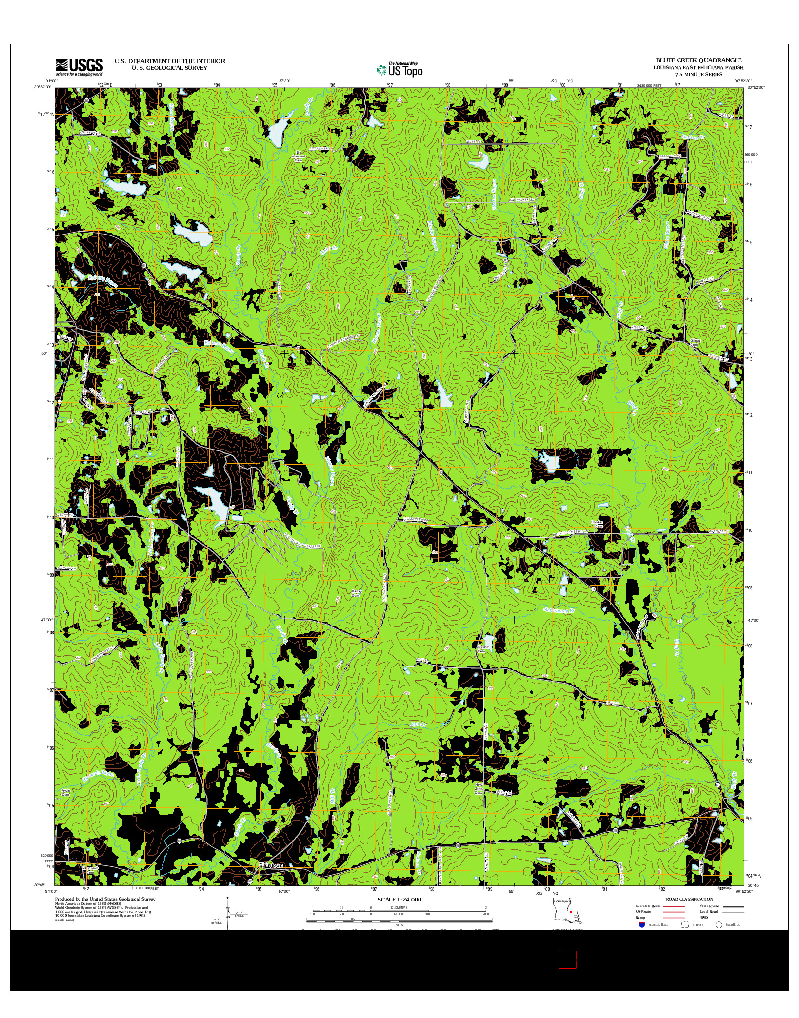 USGS US TOPO 7.5-MINUTE MAP FOR BLUFF CREEK, LA 2012