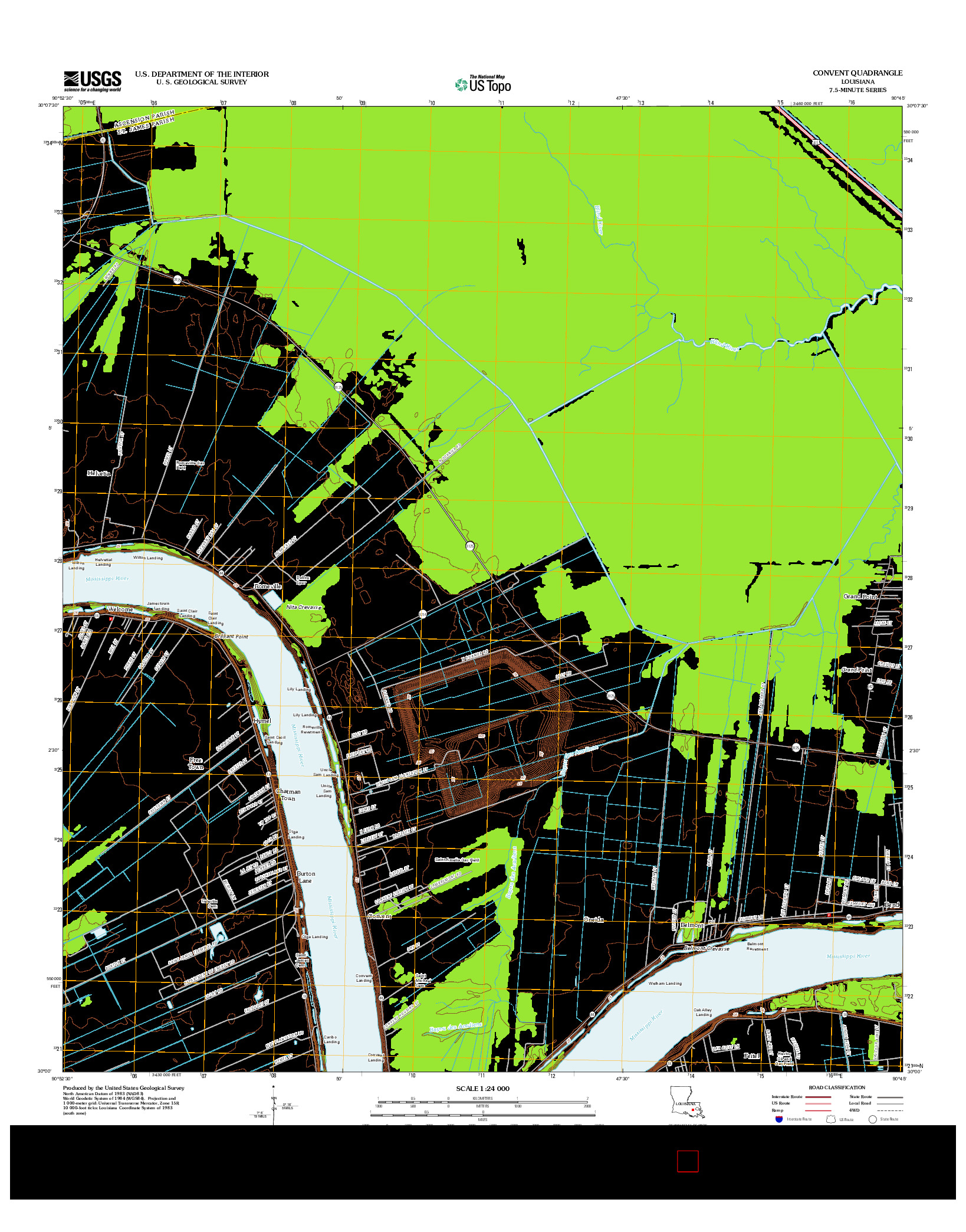 USGS US TOPO 7.5-MINUTE MAP FOR CONVENT, LA 2012