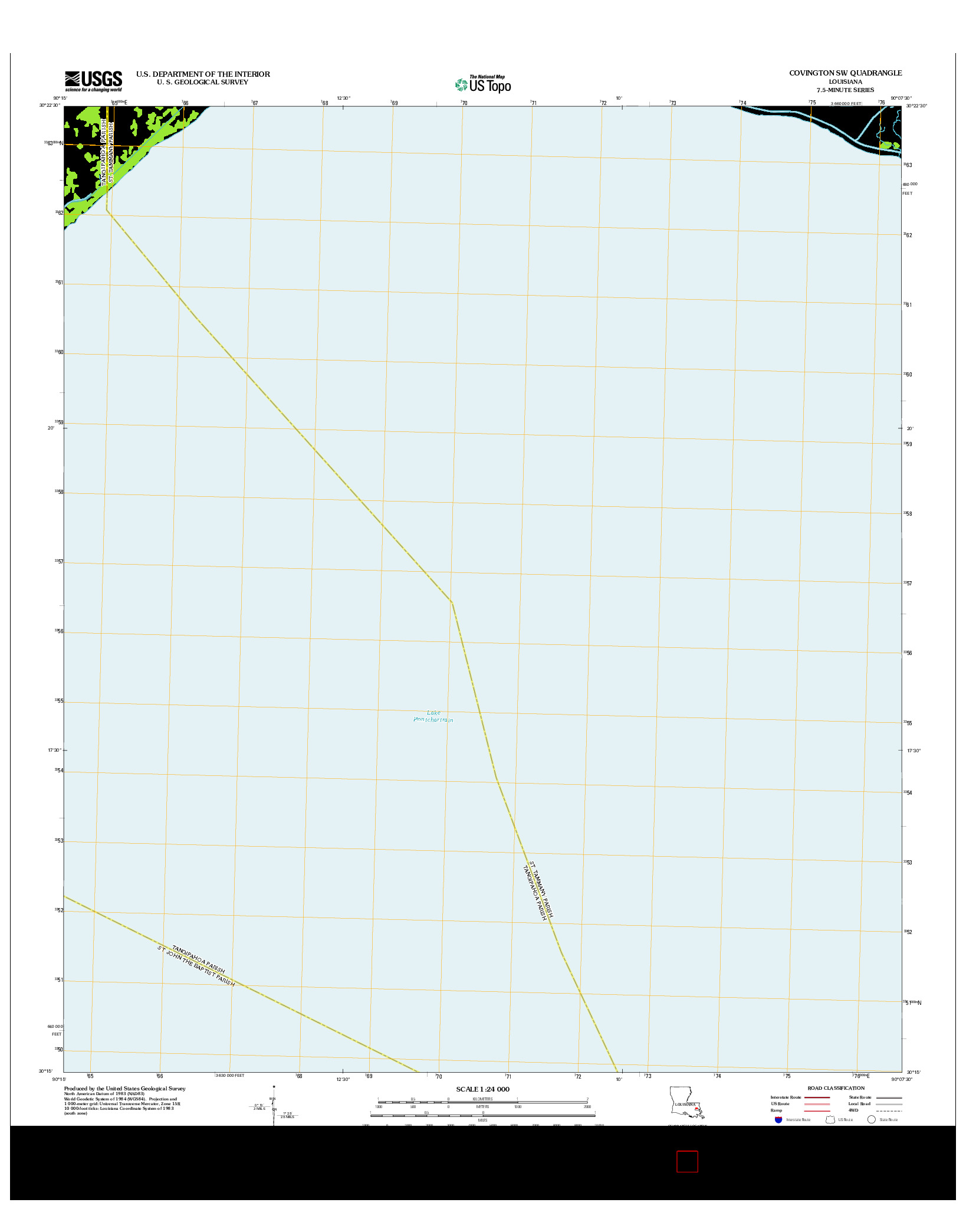 USGS US TOPO 7.5-MINUTE MAP FOR COVINGTON SW, LA 2012