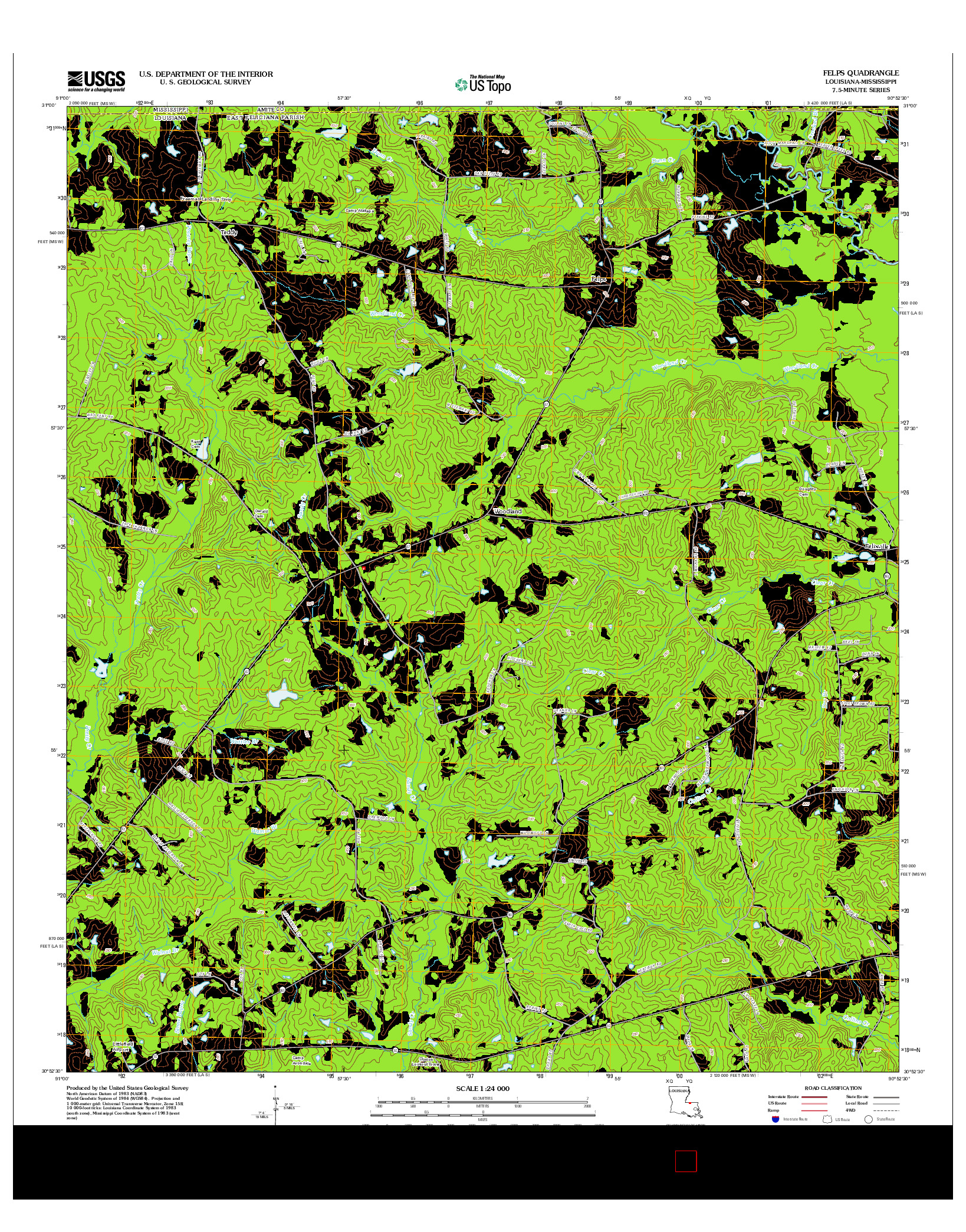 USGS US TOPO 7.5-MINUTE MAP FOR FELPS, LA-MS 2012