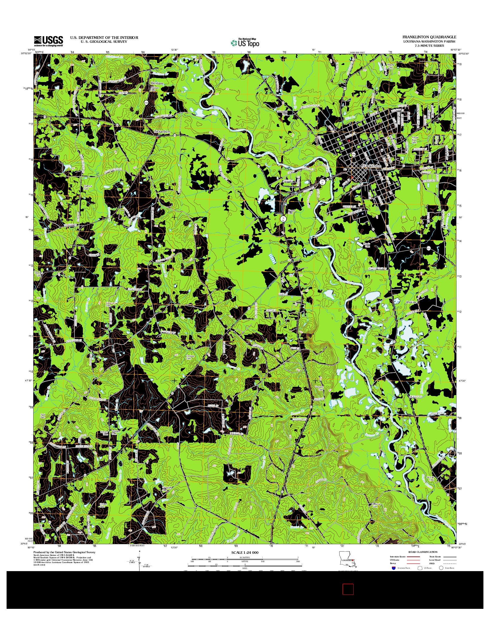 USGS US TOPO 7.5-MINUTE MAP FOR FRANKLINTON, LA 2012