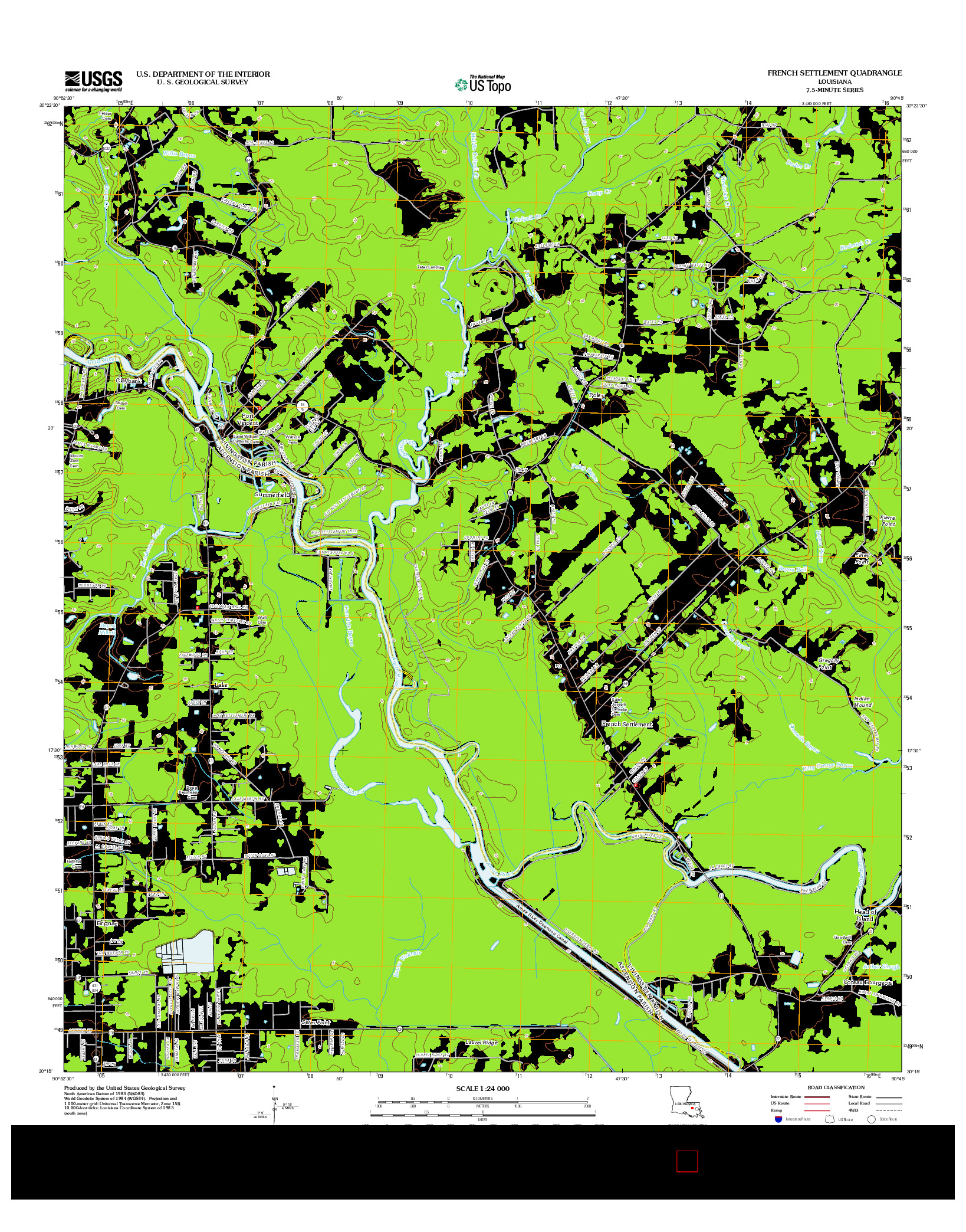 USGS US TOPO 7.5-MINUTE MAP FOR FRENCH SETTLEMENT, LA 2012
