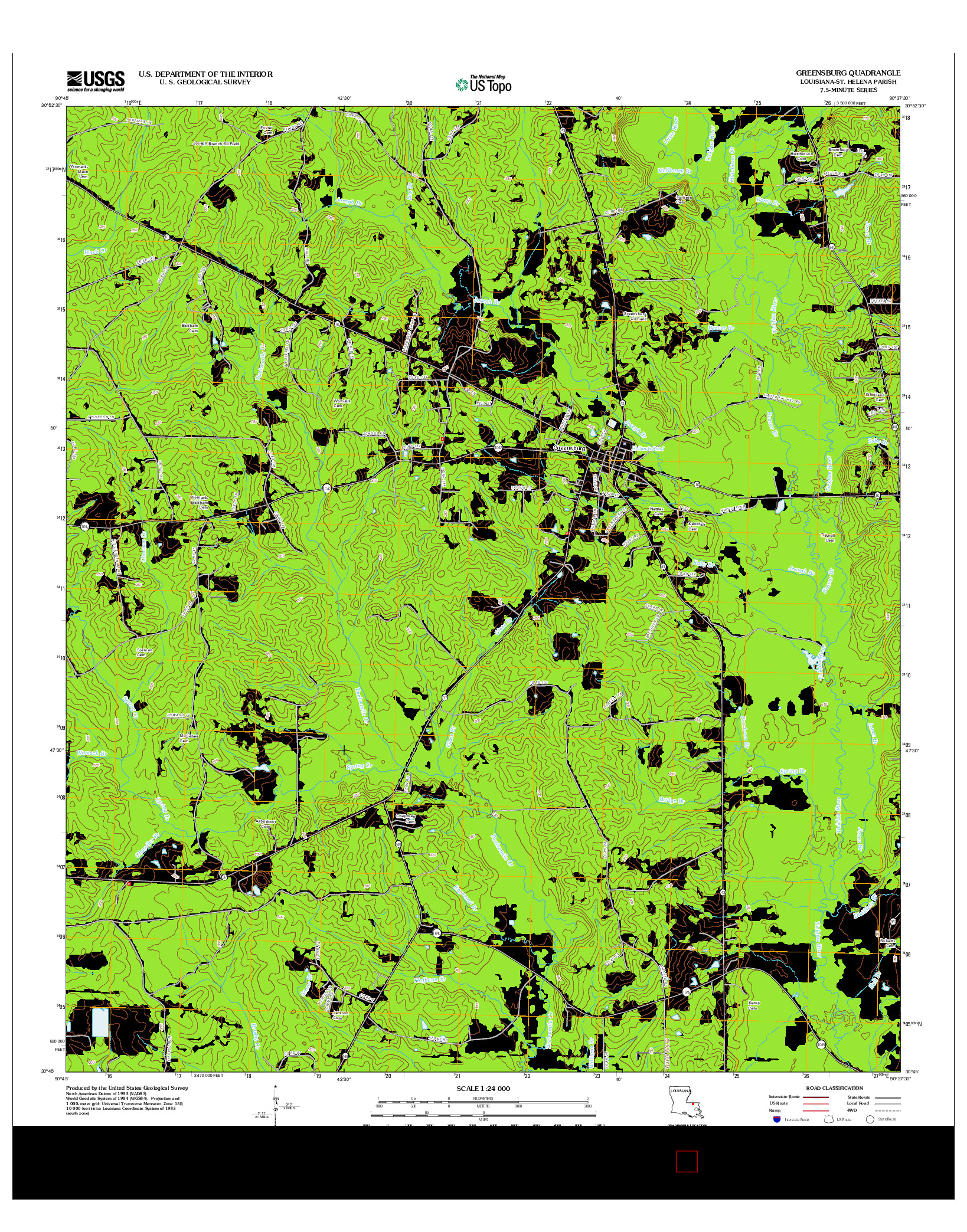 USGS US TOPO 7.5-MINUTE MAP FOR GREENSBURG, LA 2012