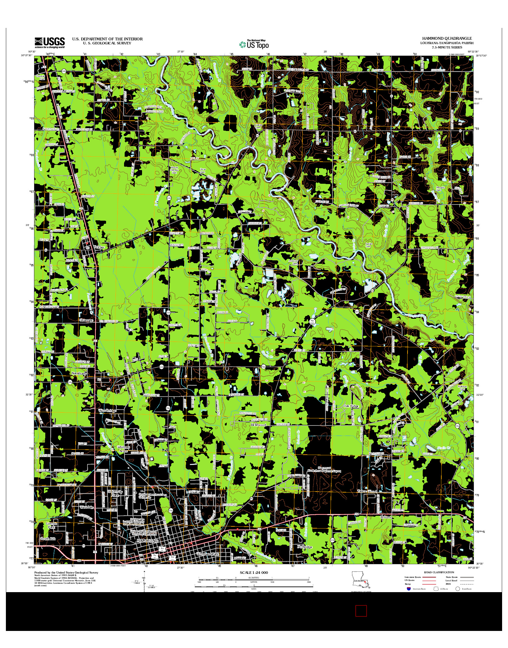 USGS US TOPO 7.5-MINUTE MAP FOR HAMMOND, LA 2012