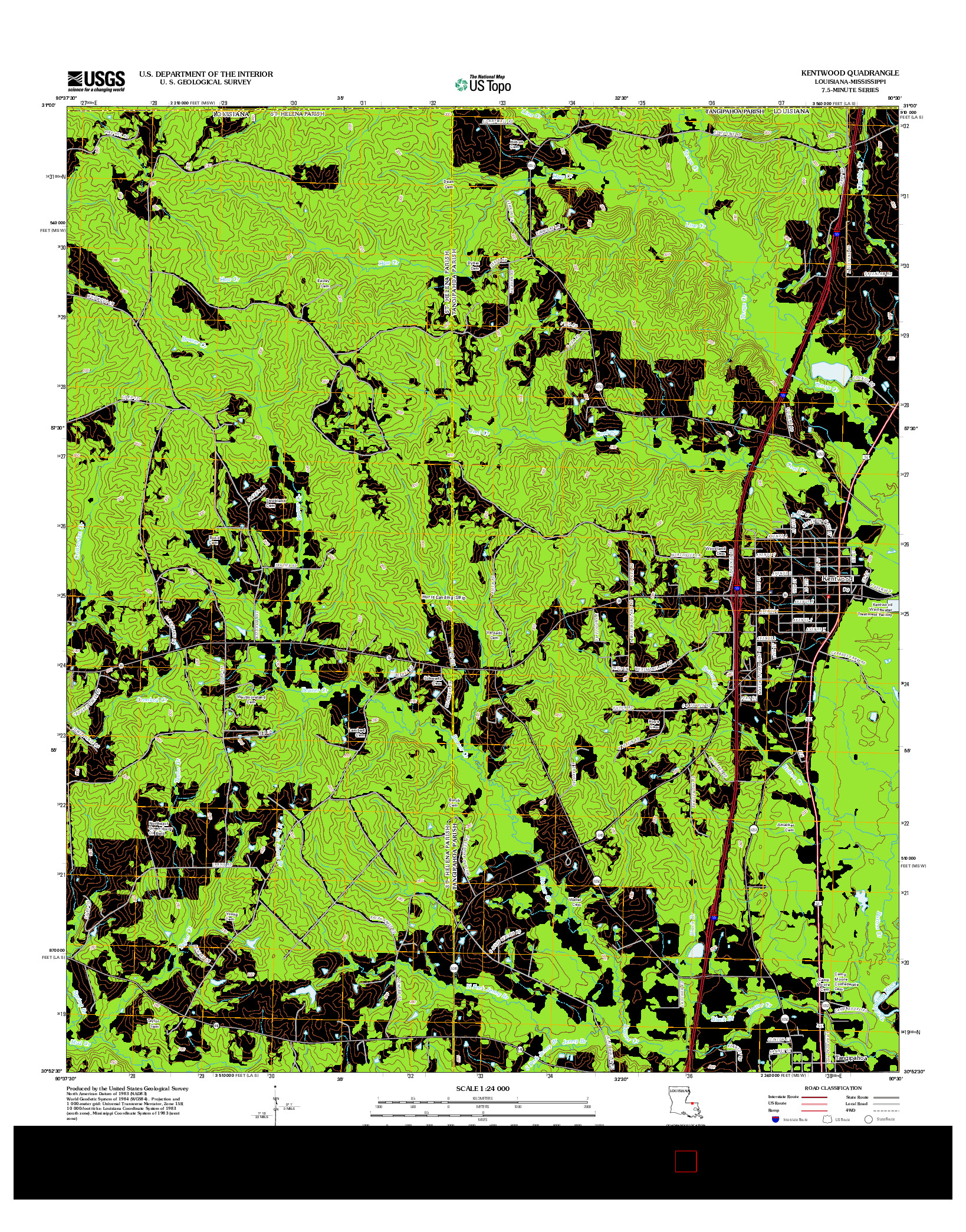 USGS US TOPO 7.5-MINUTE MAP FOR KENTWOOD, LA-MS 2012
