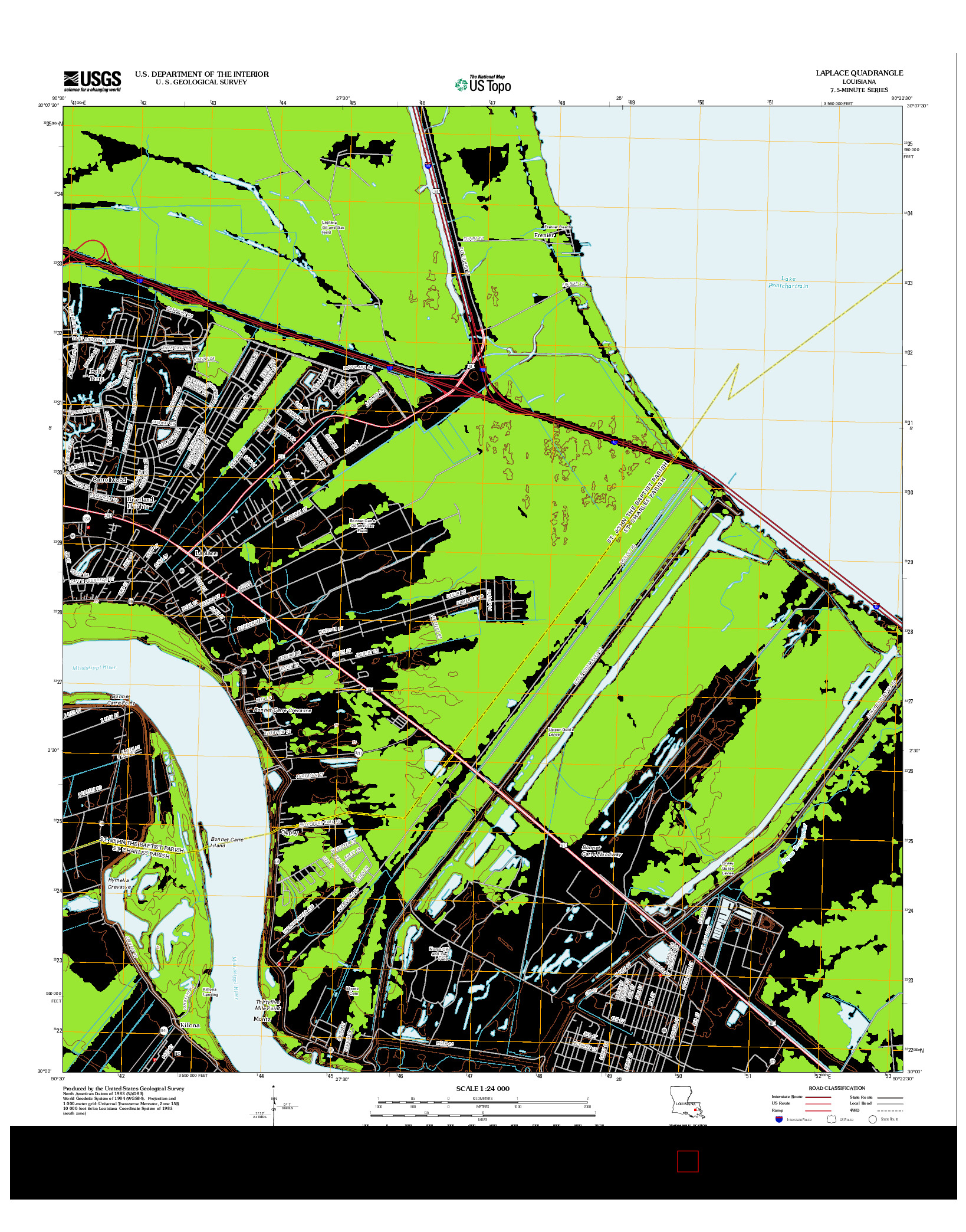 USGS US TOPO 7.5-MINUTE MAP FOR LAPLACE, LA 2012