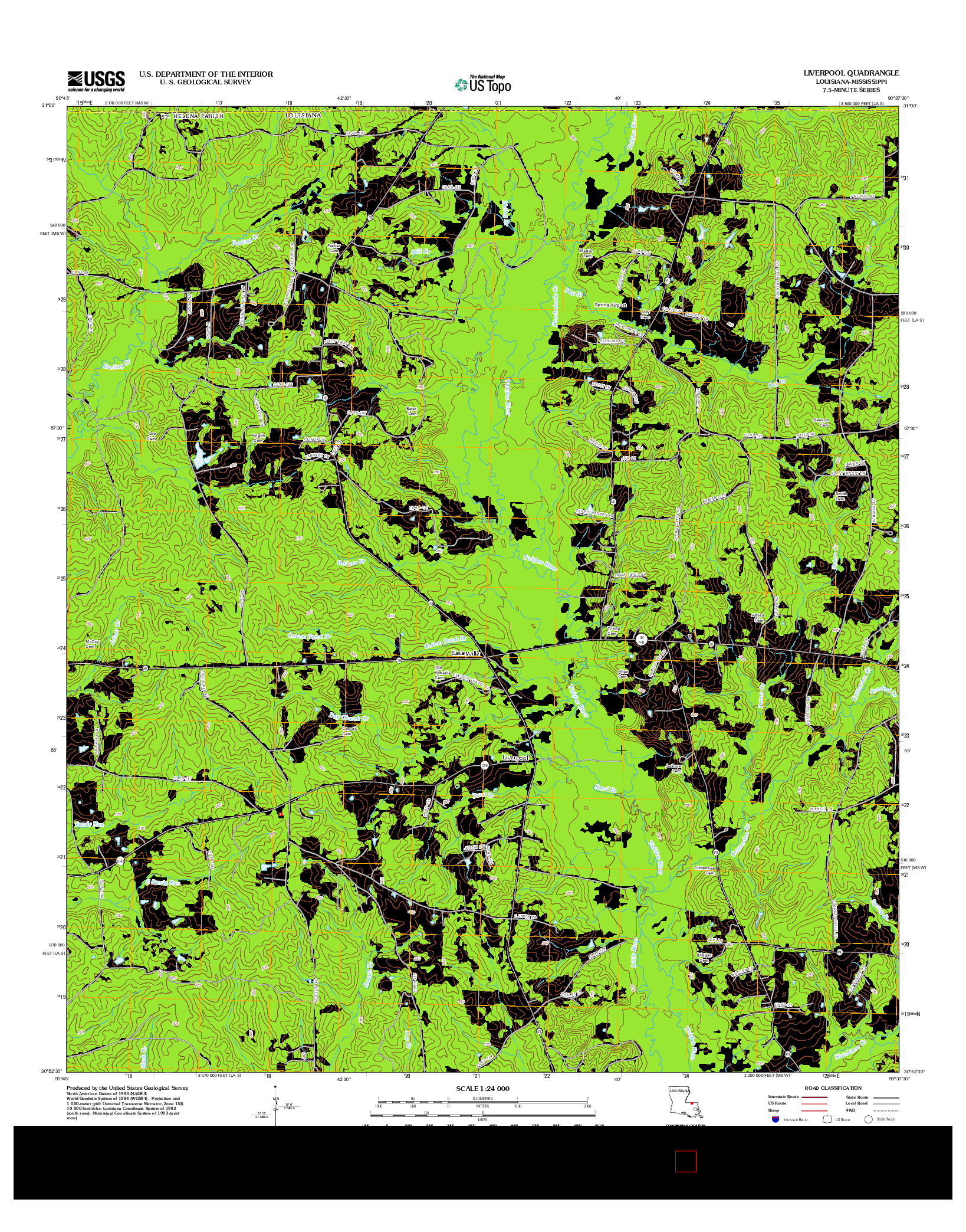 USGS US TOPO 7.5-MINUTE MAP FOR LIVERPOOL, LA-MS 2012