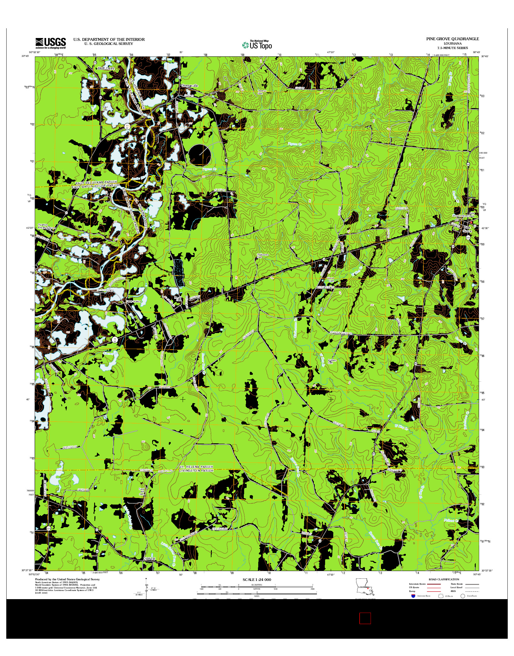 USGS US TOPO 7.5-MINUTE MAP FOR PINE GROVE, LA 2012