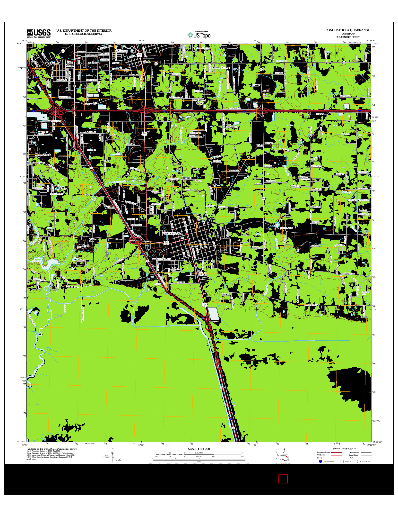 USGS US TOPO 7.5-MINUTE MAP FOR PONCHATOULA, LA 2012