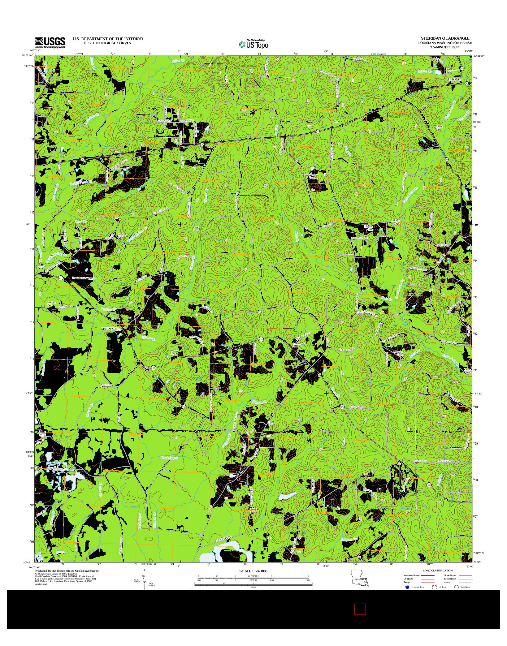 USGS US TOPO 7.5-MINUTE MAP FOR SHERIDAN, LA 2012