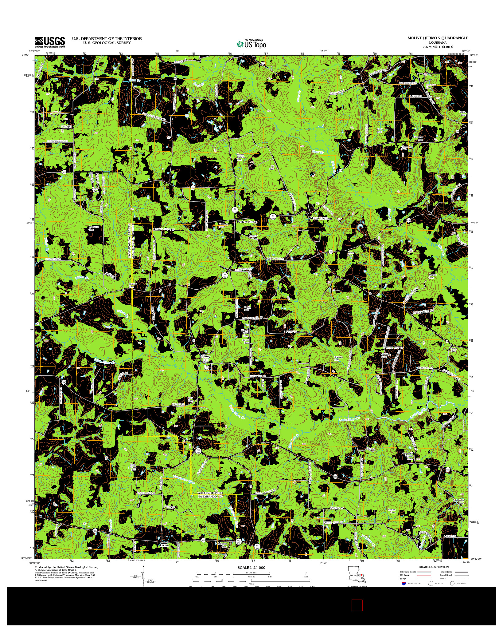 USGS US TOPO 7.5-MINUTE MAP FOR MOUNT HERMON, LA 2012