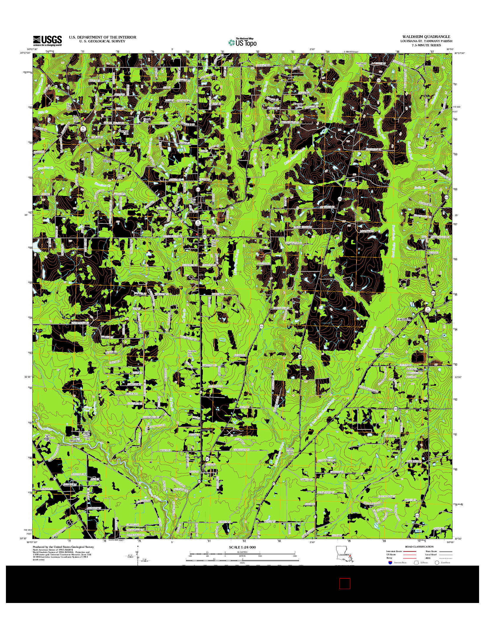 USGS US TOPO 7.5-MINUTE MAP FOR WALDHEIM, LA 2012