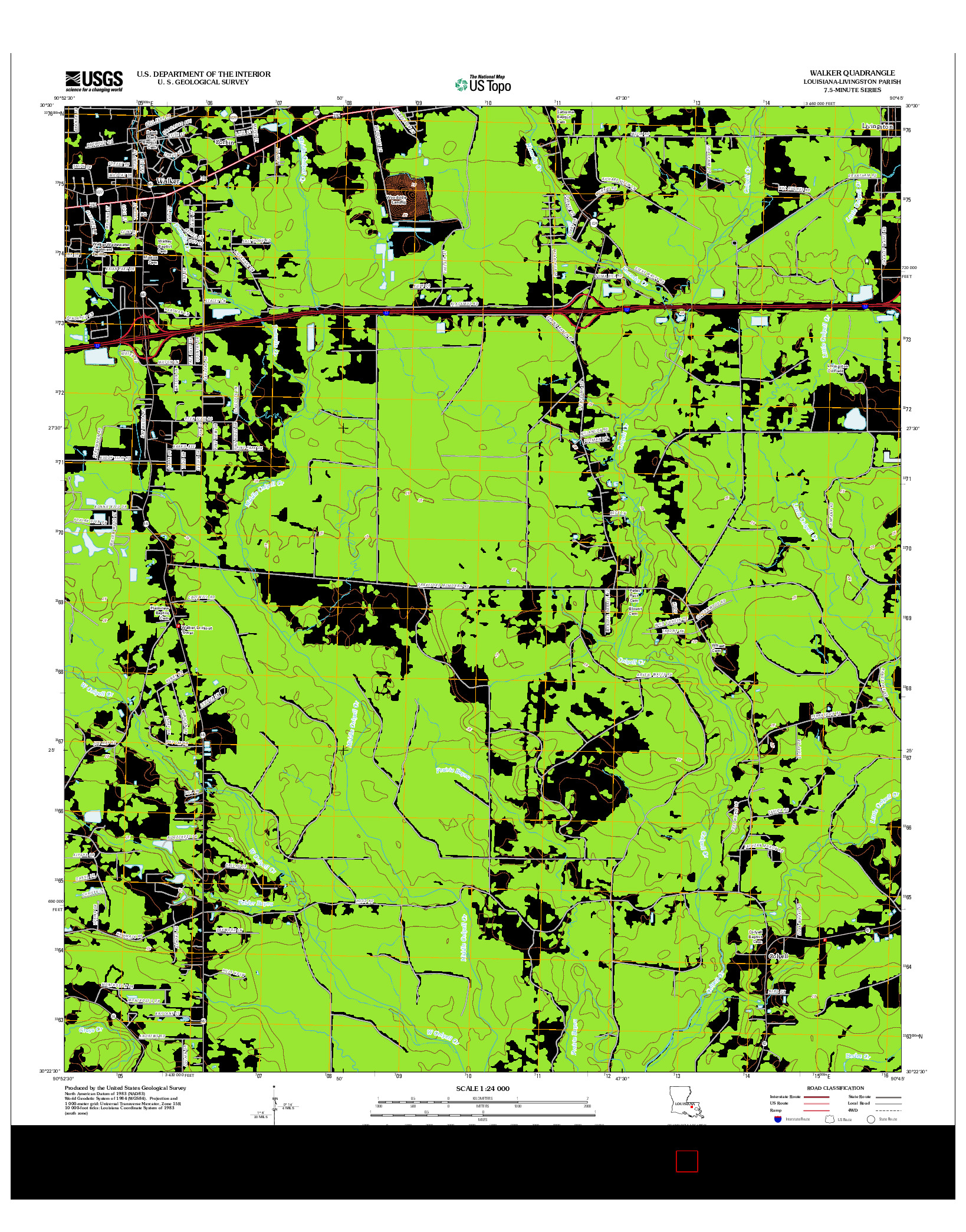 USGS US TOPO 7.5-MINUTE MAP FOR WALKER, LA 2012