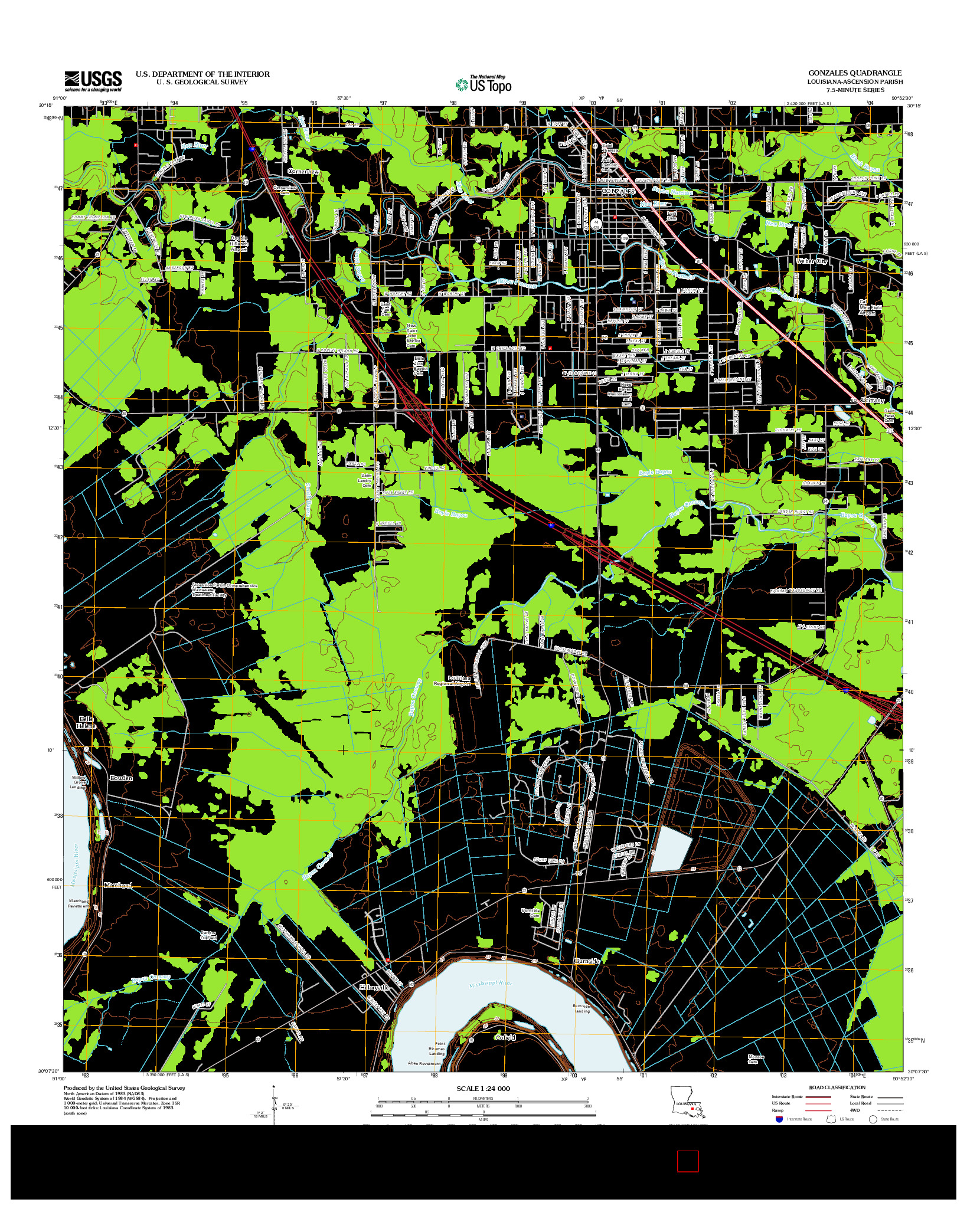 USGS US TOPO 7.5-MINUTE MAP FOR GONZALES, LA 2012