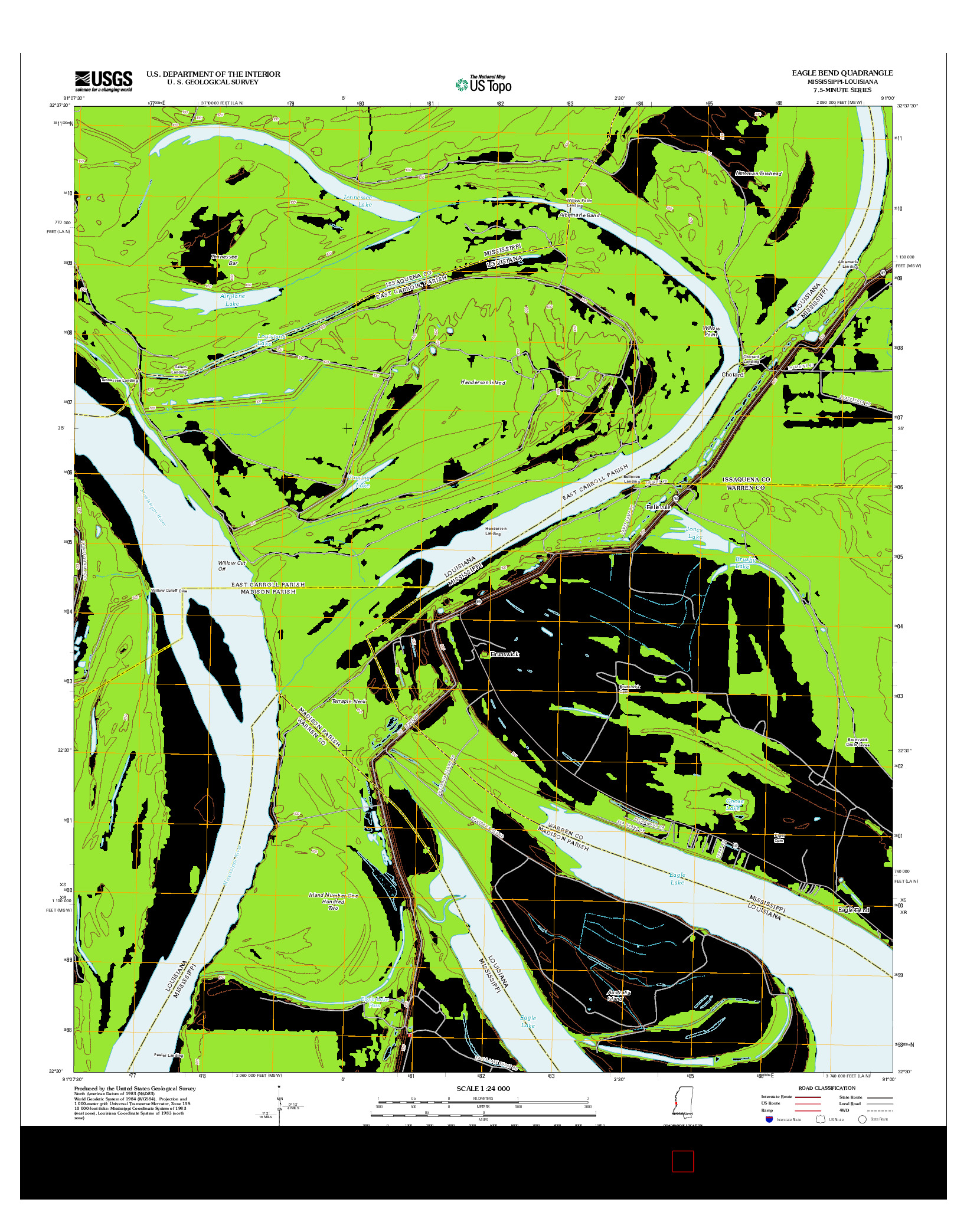 USGS US TOPO 7.5-MINUTE MAP FOR EAGLE BEND, MS-LA 2012