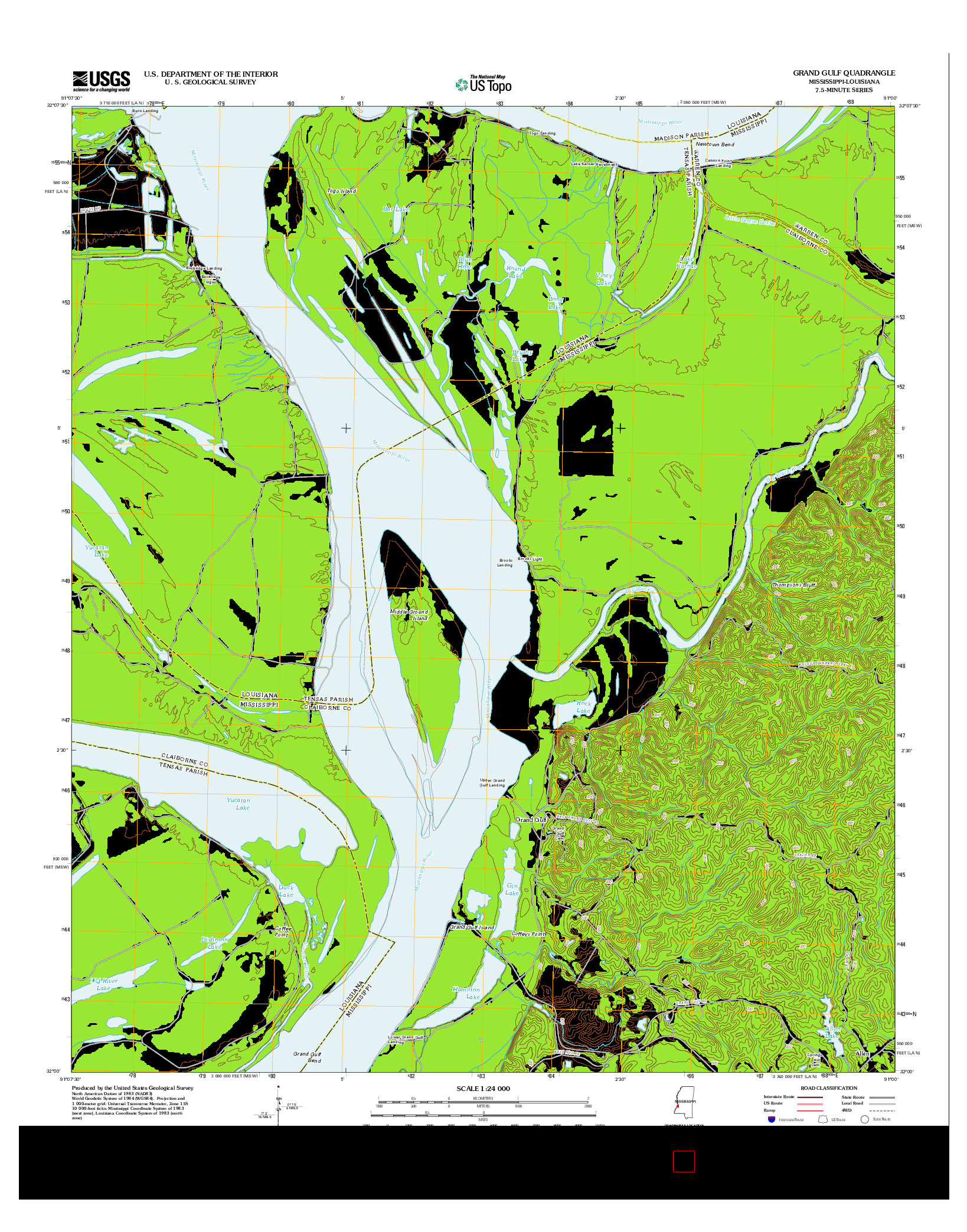 USGS US TOPO 7.5-MINUTE MAP FOR GRAND GULF, MS-LA 2012