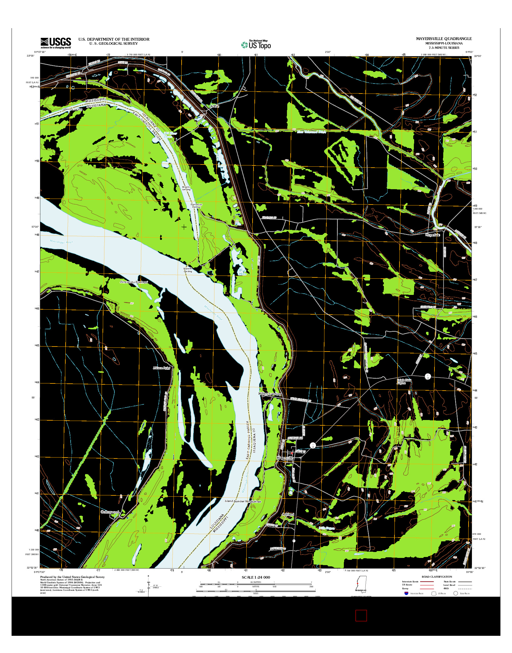 USGS US TOPO 7.5-MINUTE MAP FOR MAYERSVILLE, MS-LA 2012