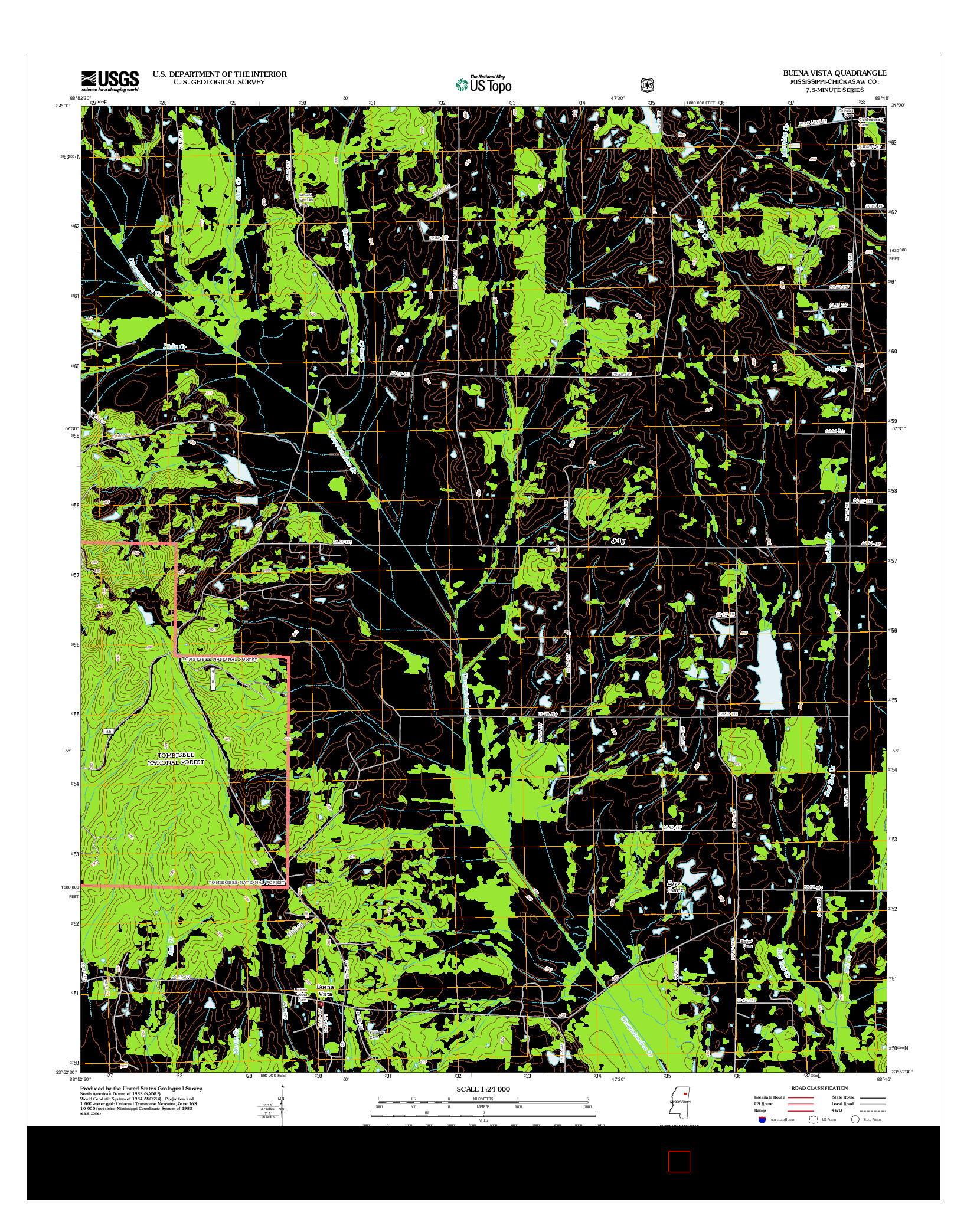 USGS US TOPO 7.5-MINUTE MAP FOR BUENA VISTA, MS 2012