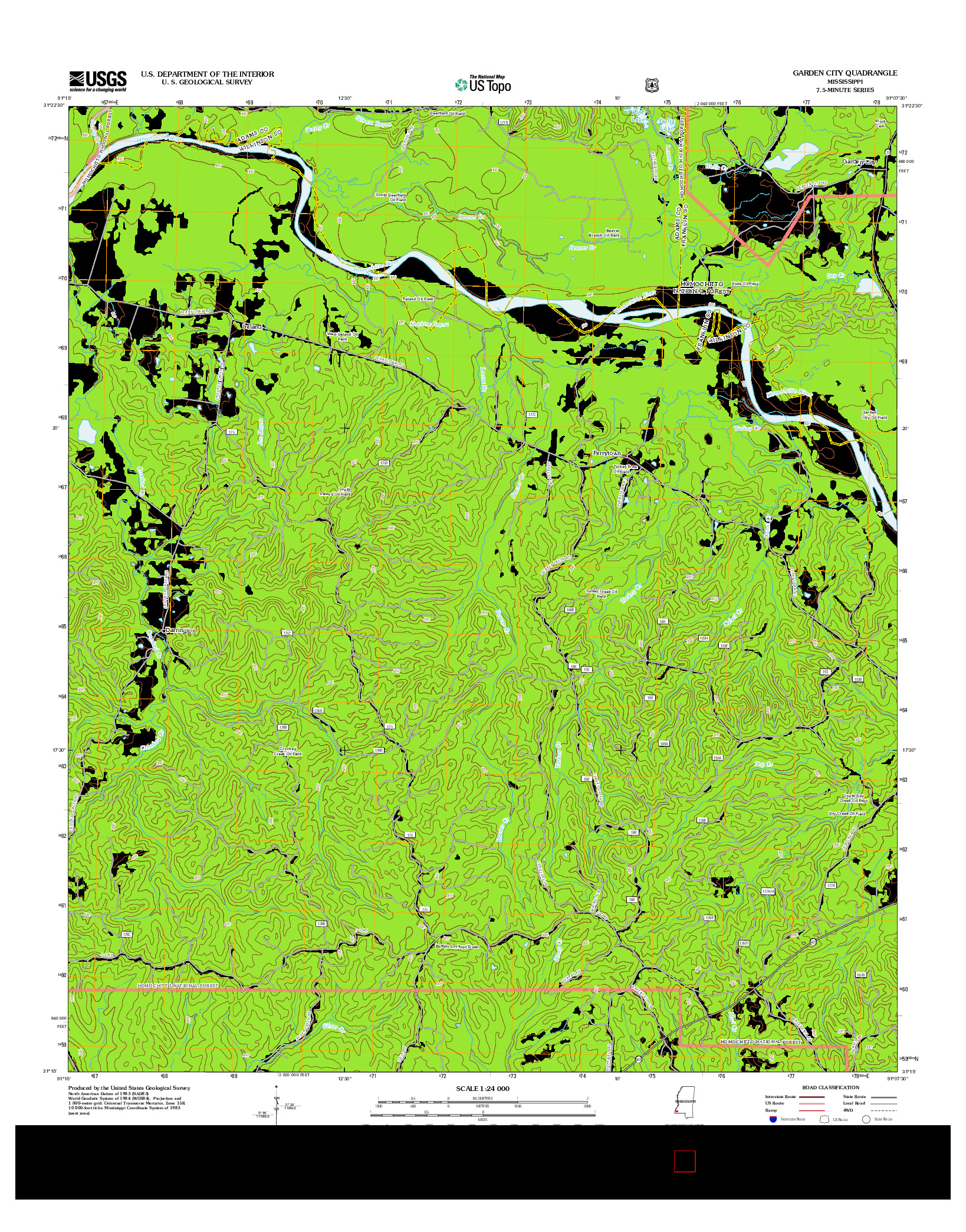 USGS US TOPO 7.5-MINUTE MAP FOR GARDEN CITY, MS 2012