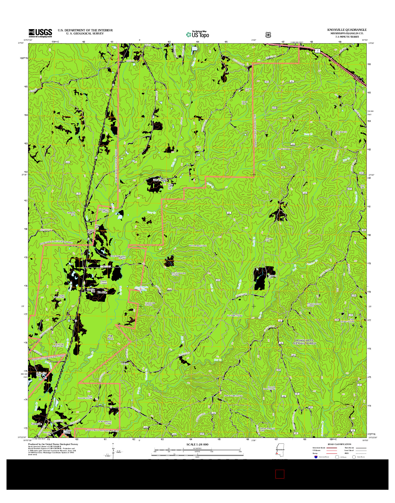 USGS US TOPO 7.5-MINUTE MAP FOR KNOXVILLE, MS 2012