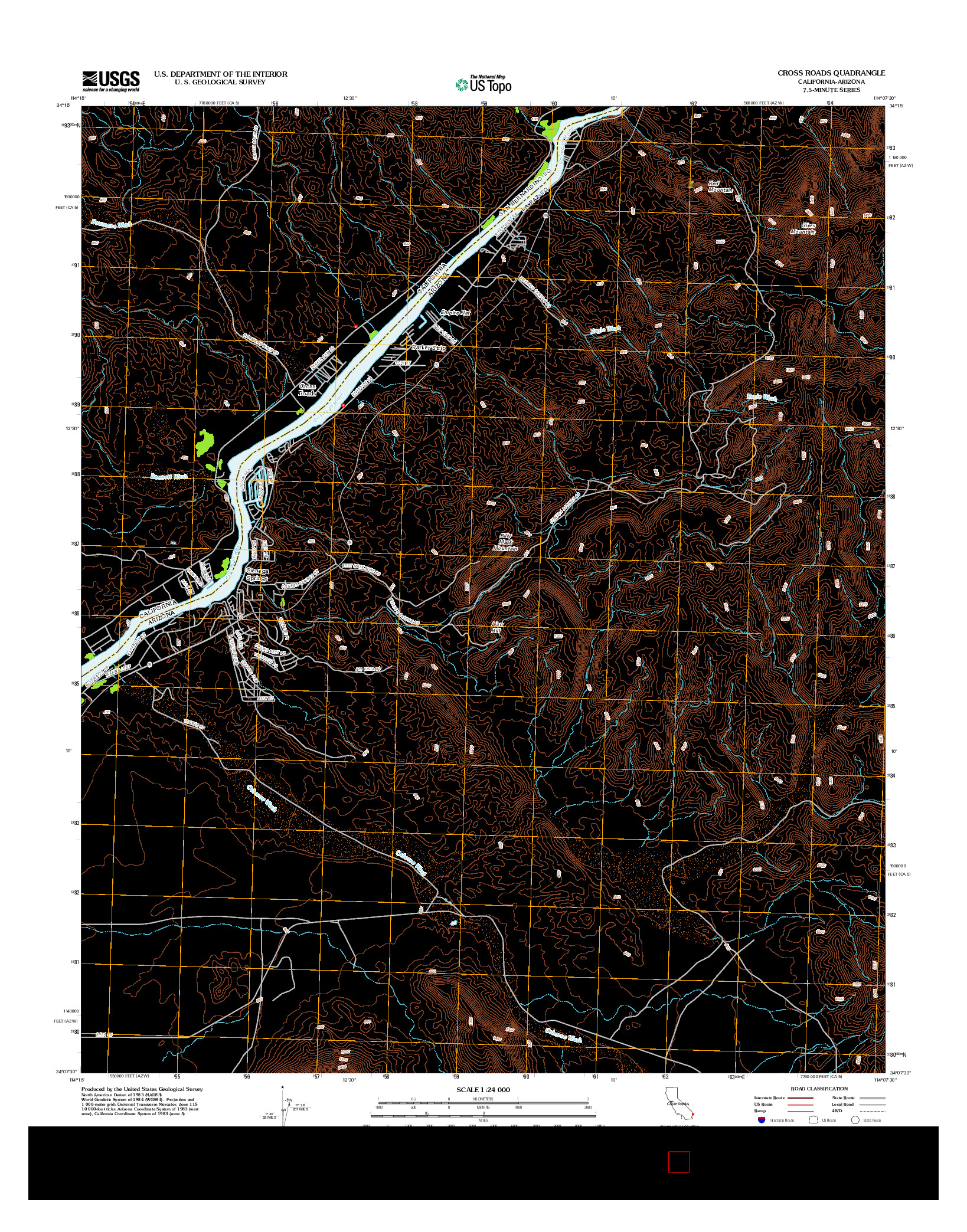 USGS US TOPO 7.5-MINUTE MAP FOR CROSS ROADS, CA-AZ 2012