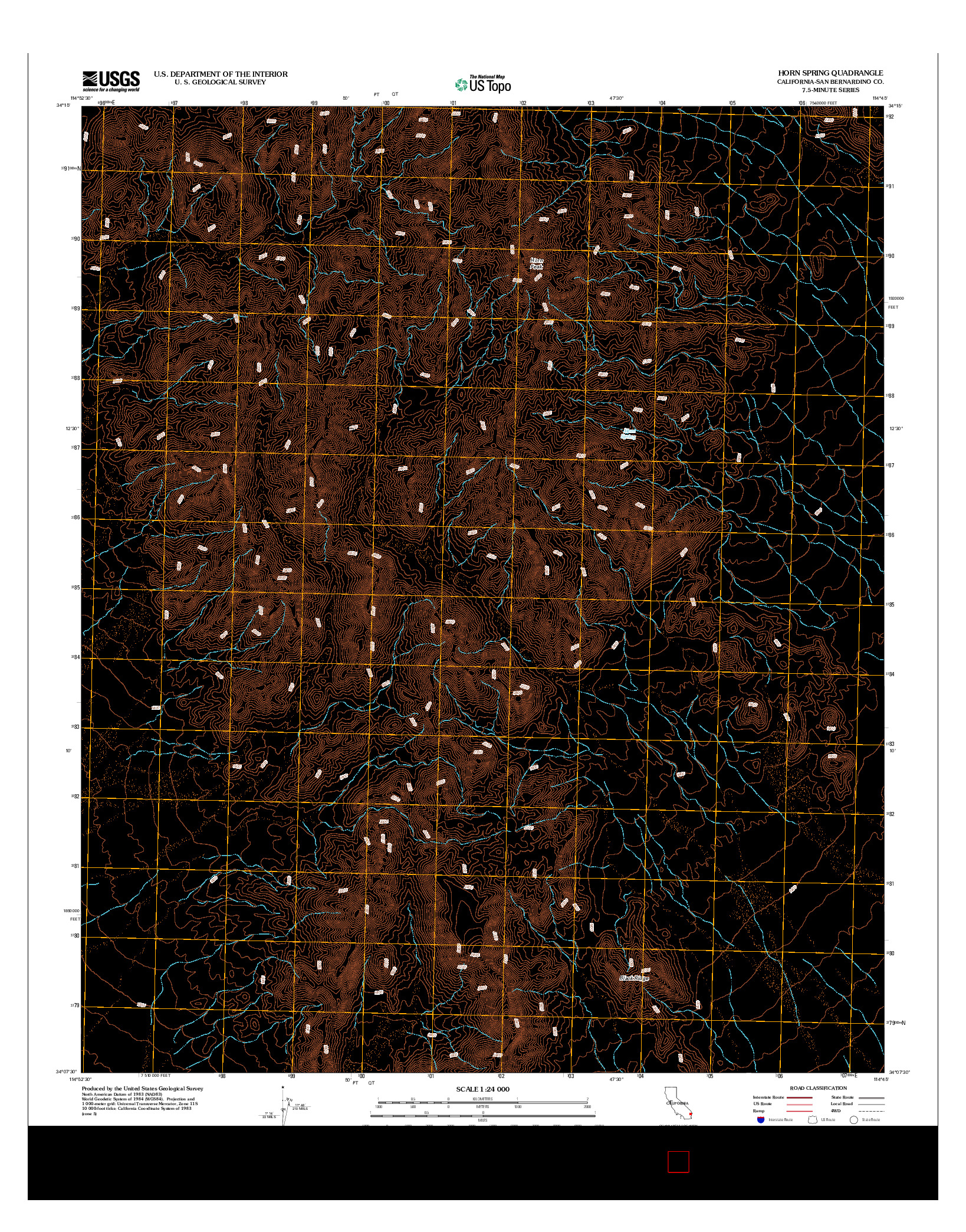 USGS US TOPO 7.5-MINUTE MAP FOR HORN SPRING, CA 2012