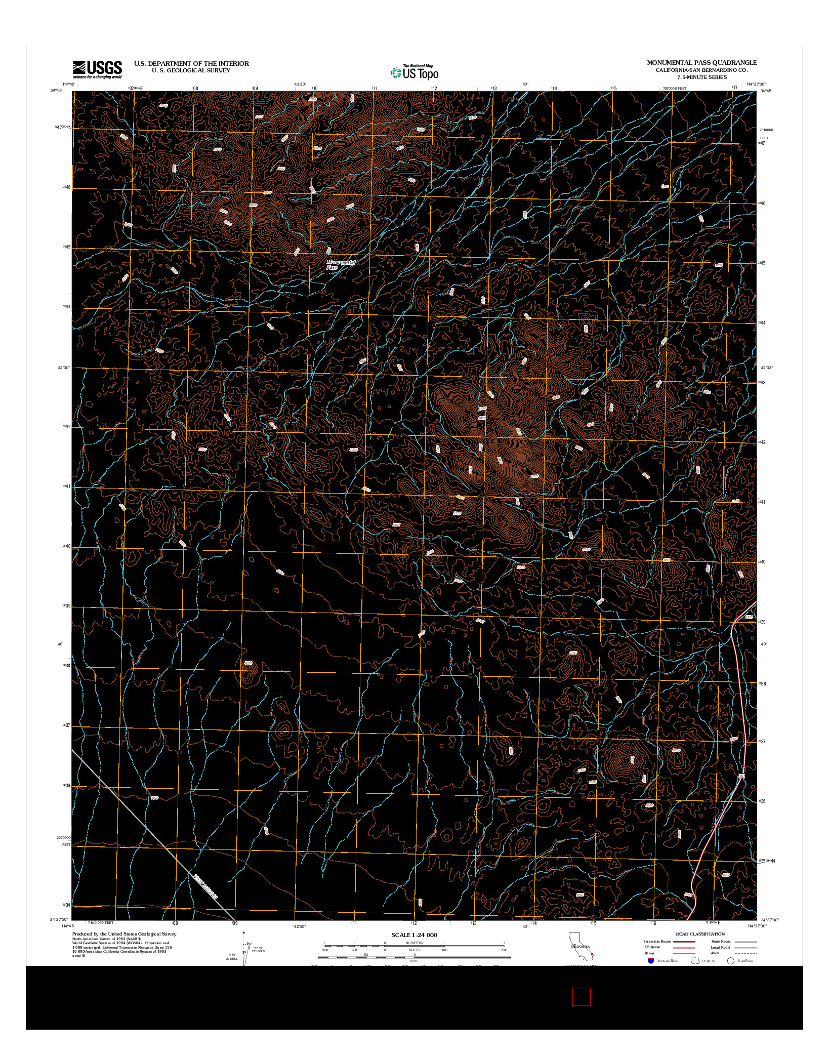 USGS US TOPO 7.5-MINUTE MAP FOR MONUMENTAL PASS, CA 2012