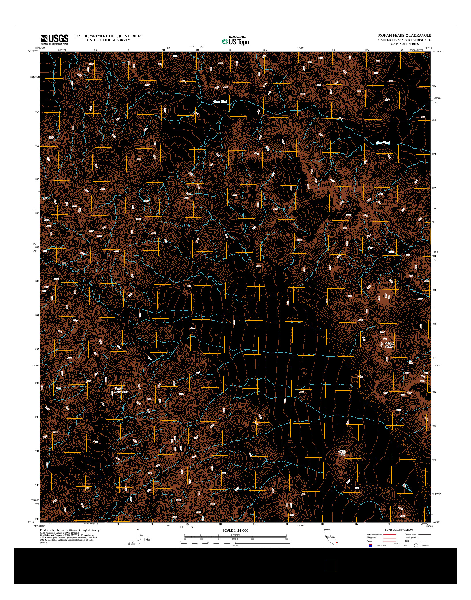 USGS US TOPO 7.5-MINUTE MAP FOR MOPAH PEAKS, CA 2012