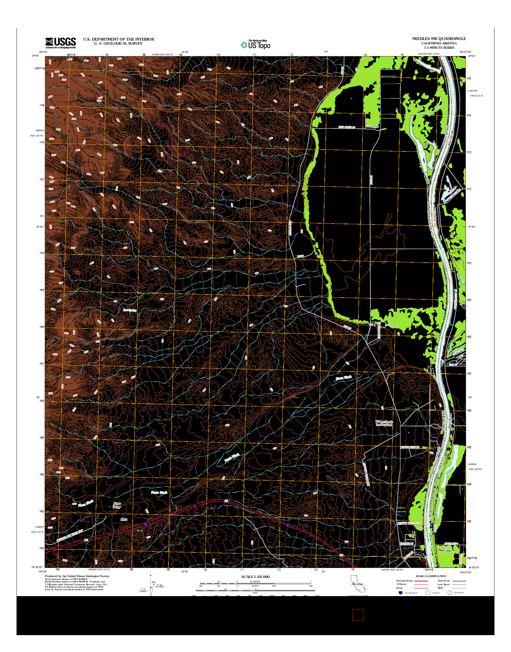 USGS US TOPO 7.5-MINUTE MAP FOR NEEDLES NW, CA-AZ 2012