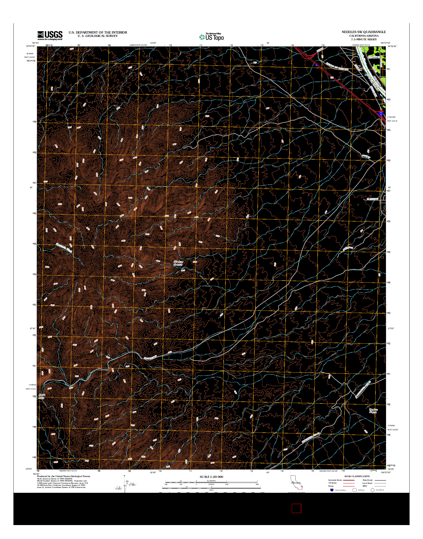 USGS US TOPO 7.5-MINUTE MAP FOR NEEDLES SW, CA-AZ 2012