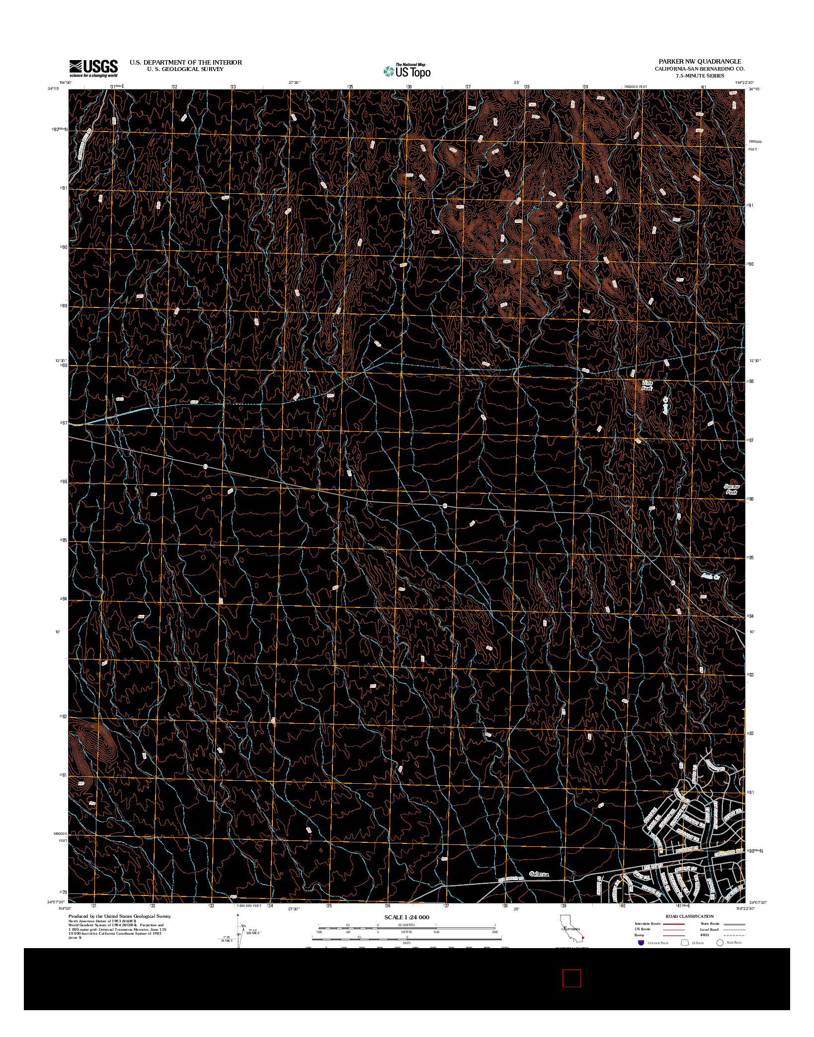 USGS US TOPO 7.5-MINUTE MAP FOR PARKER NW, CA 2012