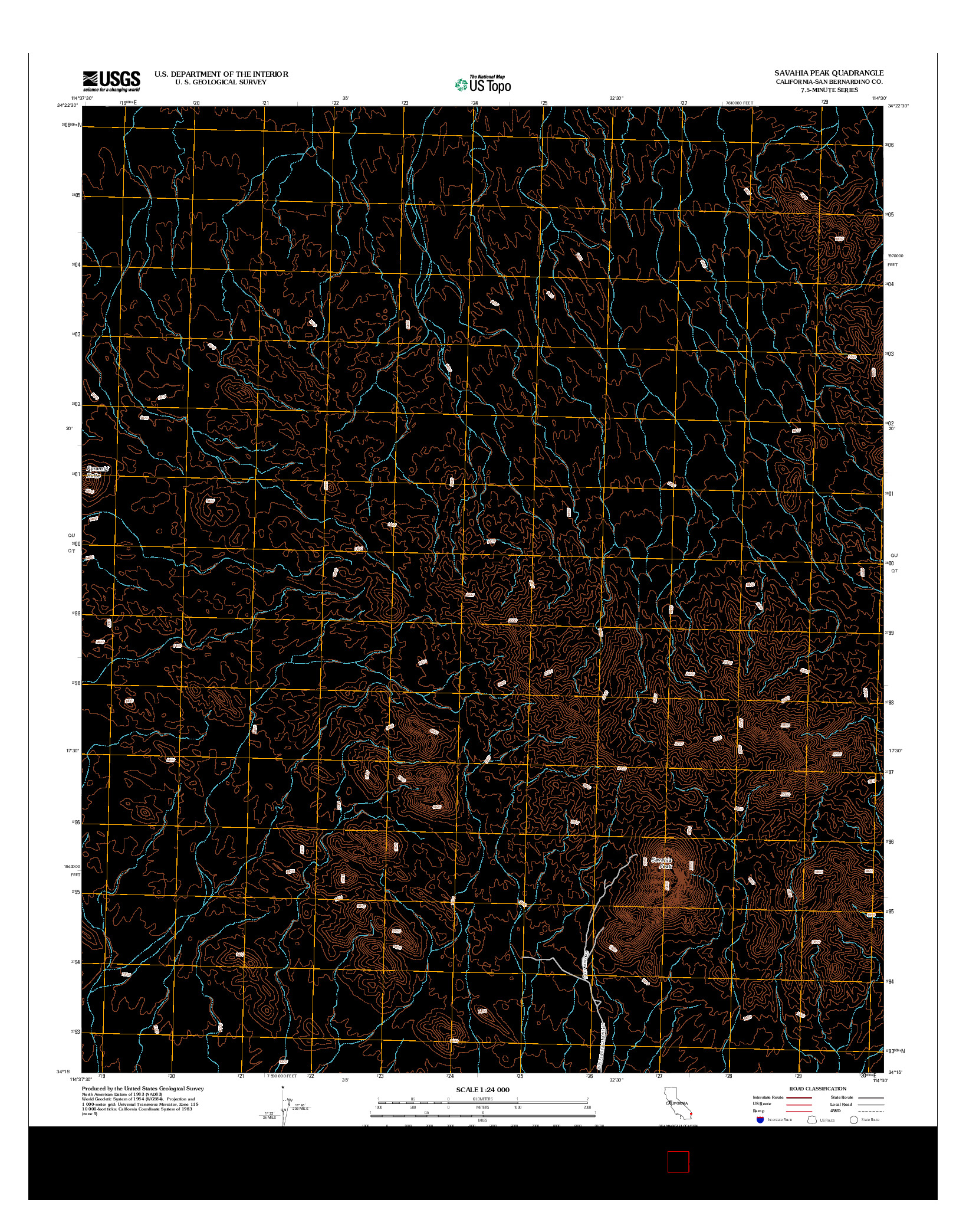 USGS US TOPO 7.5-MINUTE MAP FOR SAVAHIA PEAK, CA 2012