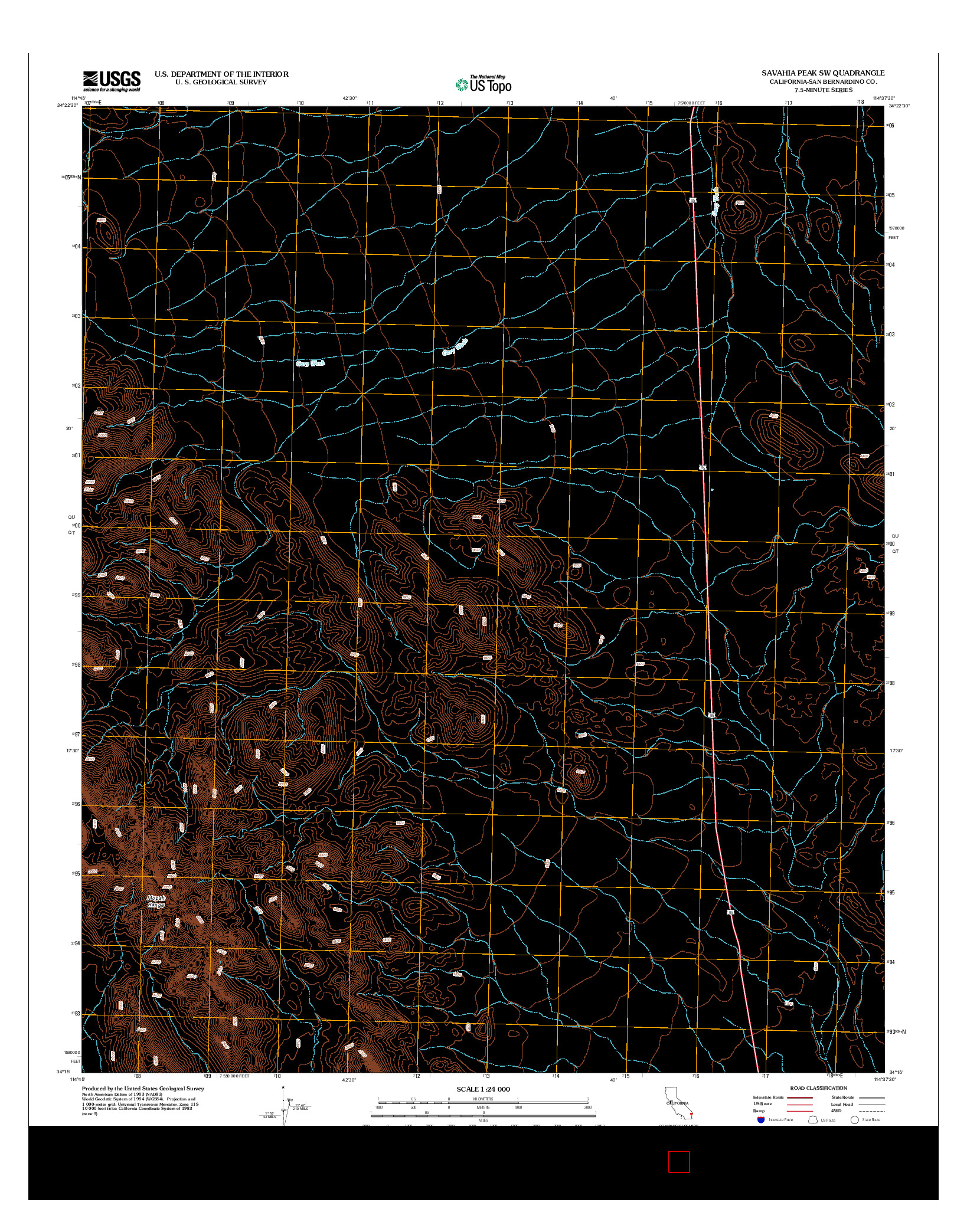 USGS US TOPO 7.5-MINUTE MAP FOR SAVAHIA PEAK SW, CA 2012