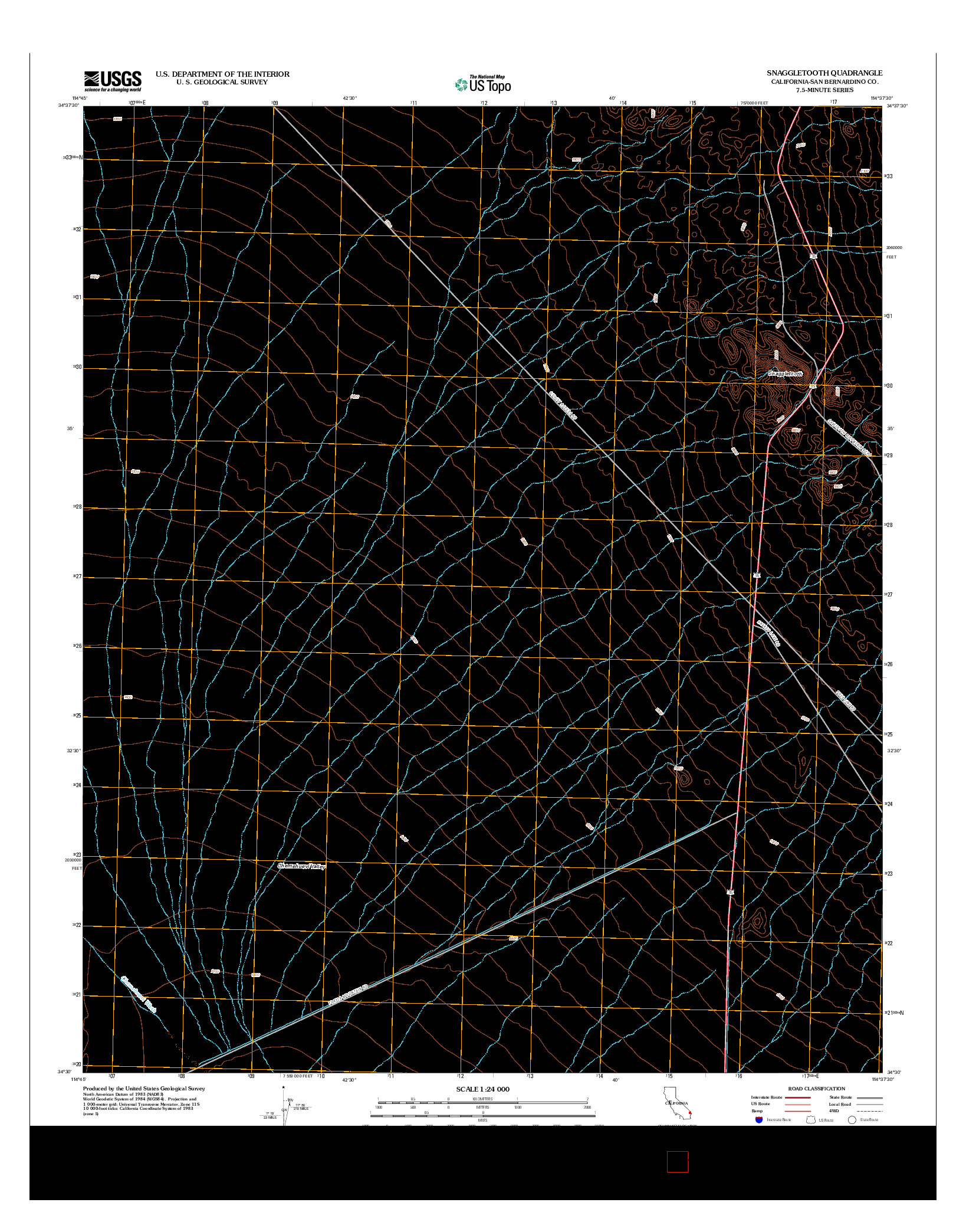 USGS US TOPO 7.5-MINUTE MAP FOR SNAGGLETOOTH, CA 2012