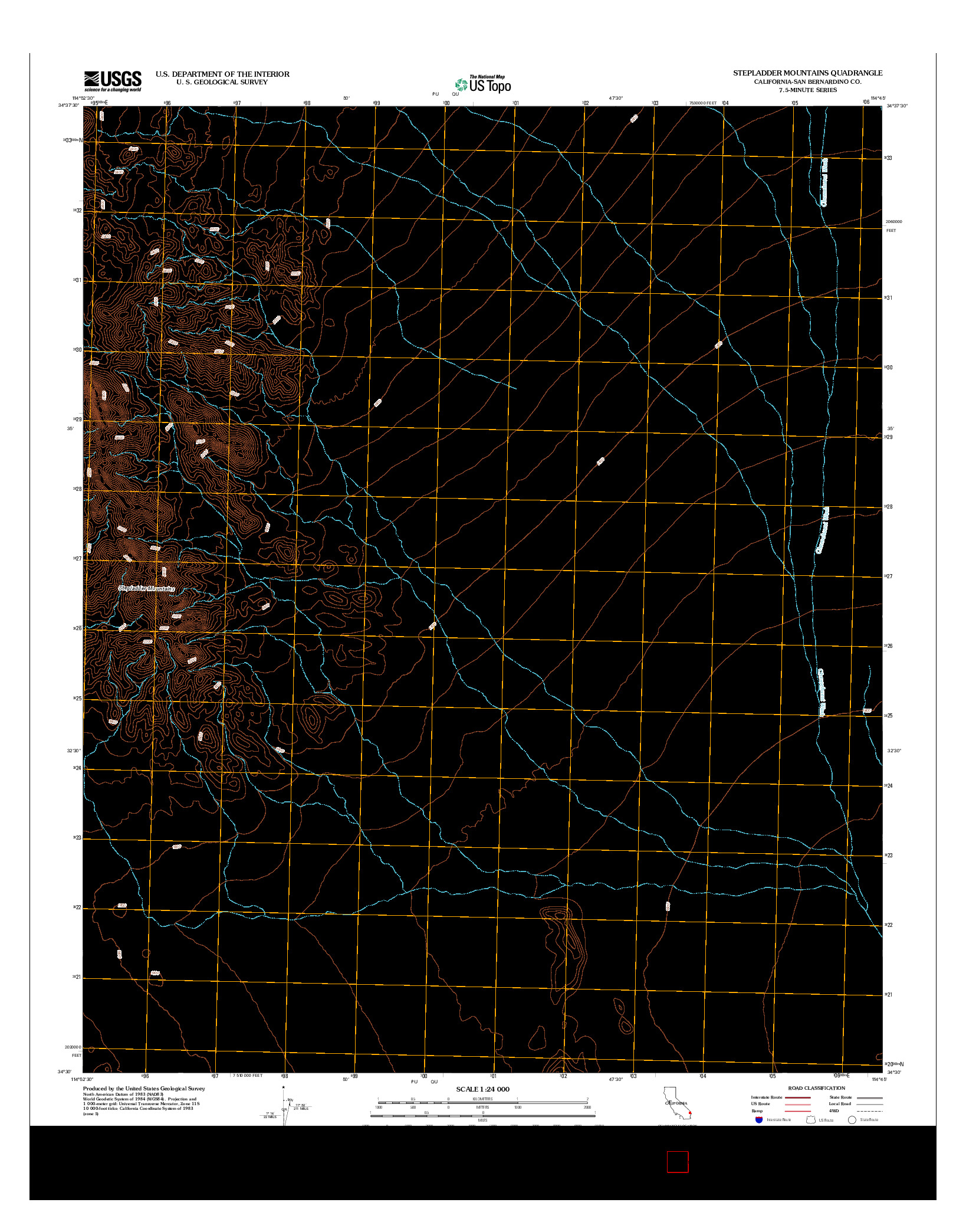 USGS US TOPO 7.5-MINUTE MAP FOR STEPLADDER MOUNTAINS, CA 2012