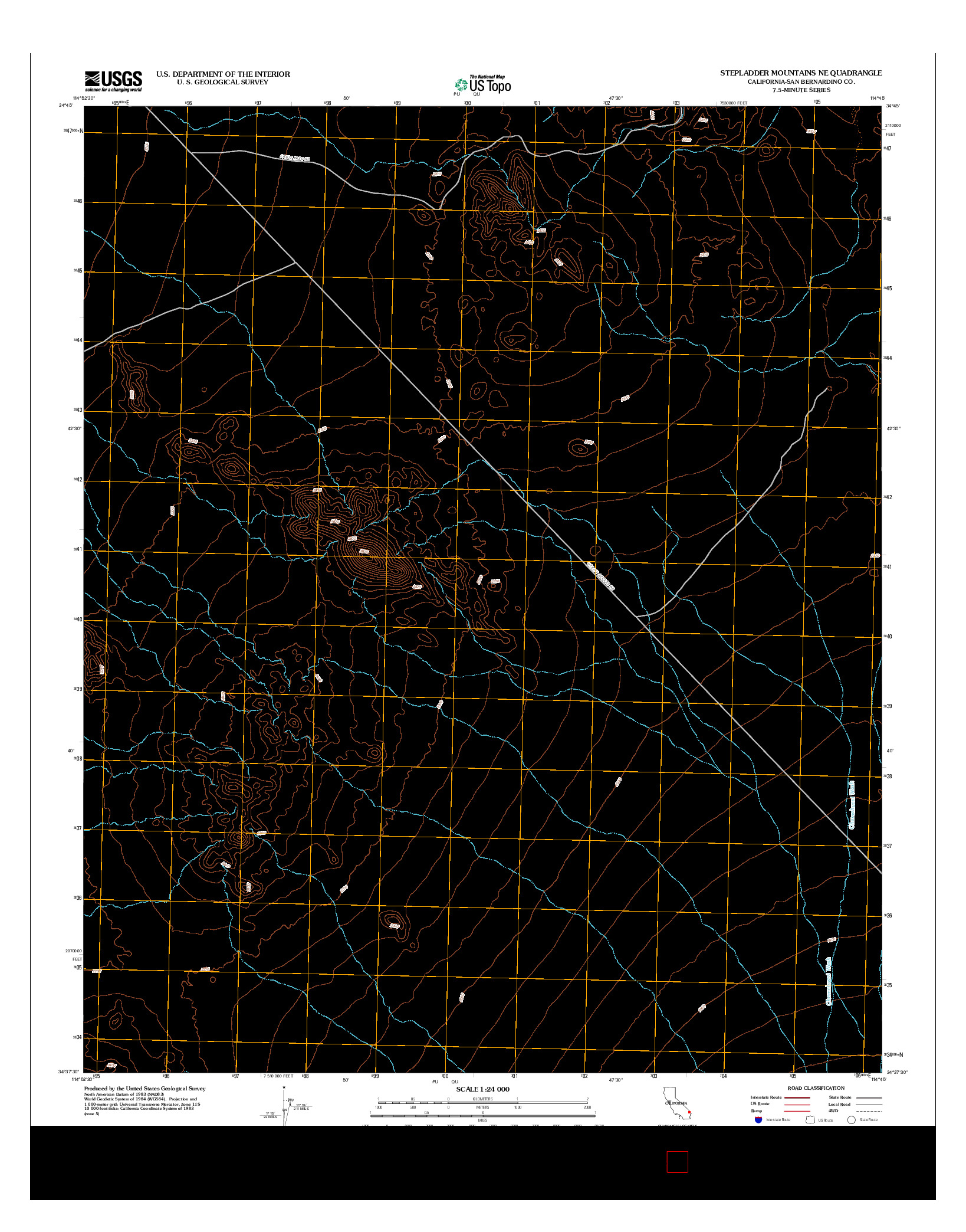 USGS US TOPO 7.5-MINUTE MAP FOR STEPLADDER MOUNTAINS NE, CA 2012