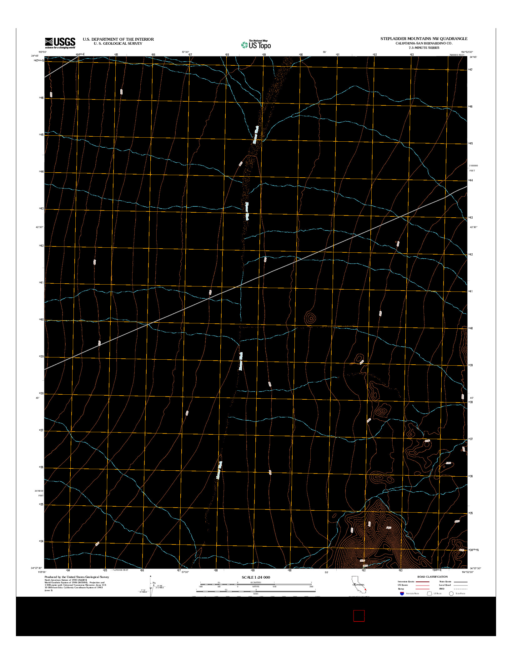 USGS US TOPO 7.5-MINUTE MAP FOR STEPLADDER MOUNTAINS NW, CA 2012